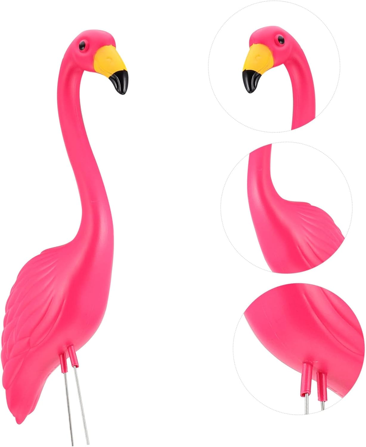 NULYLU 2Pcs Vivid Flamingo Garden Stake Decor Lifelike Flamingo Sculpture Lawn Insert Pink Decoration for Outdoor Spaces for Patios and Gardens image number 5