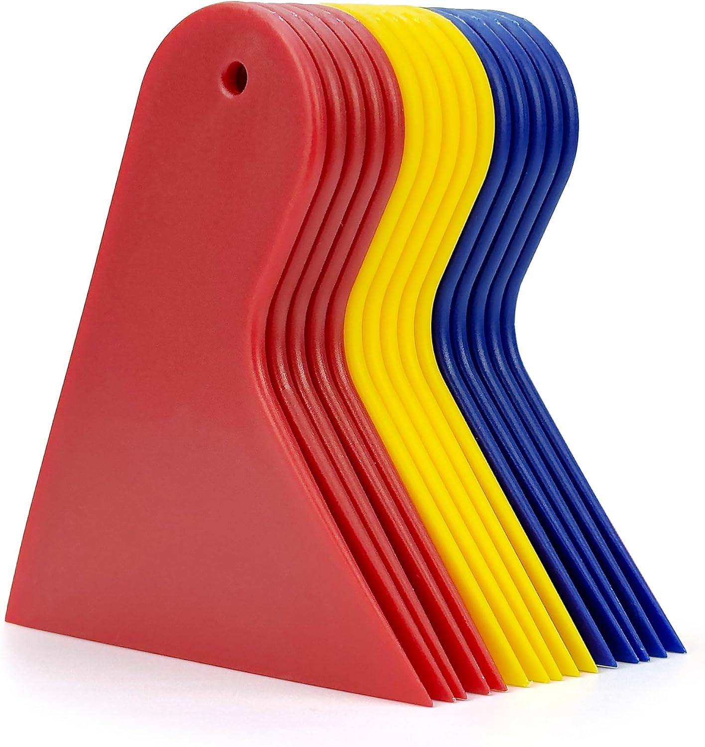 Umaki Vinyl Wrap Squeegee Car Body Filler Spreaders Paint Scraper Decal Applicator Plastic Small Scraper Set Window Tint Squeegee, Wallpaper Smoothing Tool, (15Piece,Three Colors)