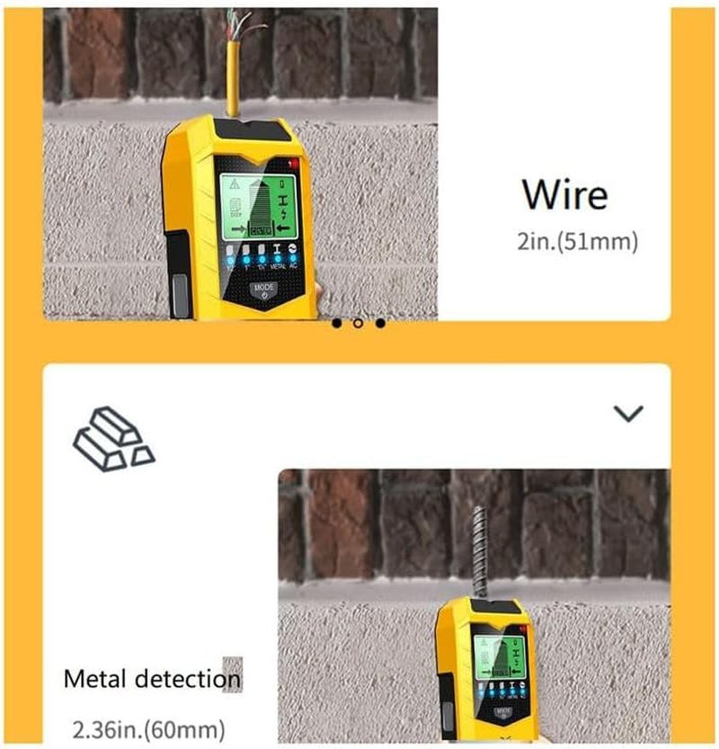 Stud Finder Sensor,Portable 5 in 1 Wall Scanner Handheld Stud Sensor,Lcd Display and Audio Alarm,Edge Finder for Metal Wood Detector(Batteries Not Included) (Silver) - Orange image number 3