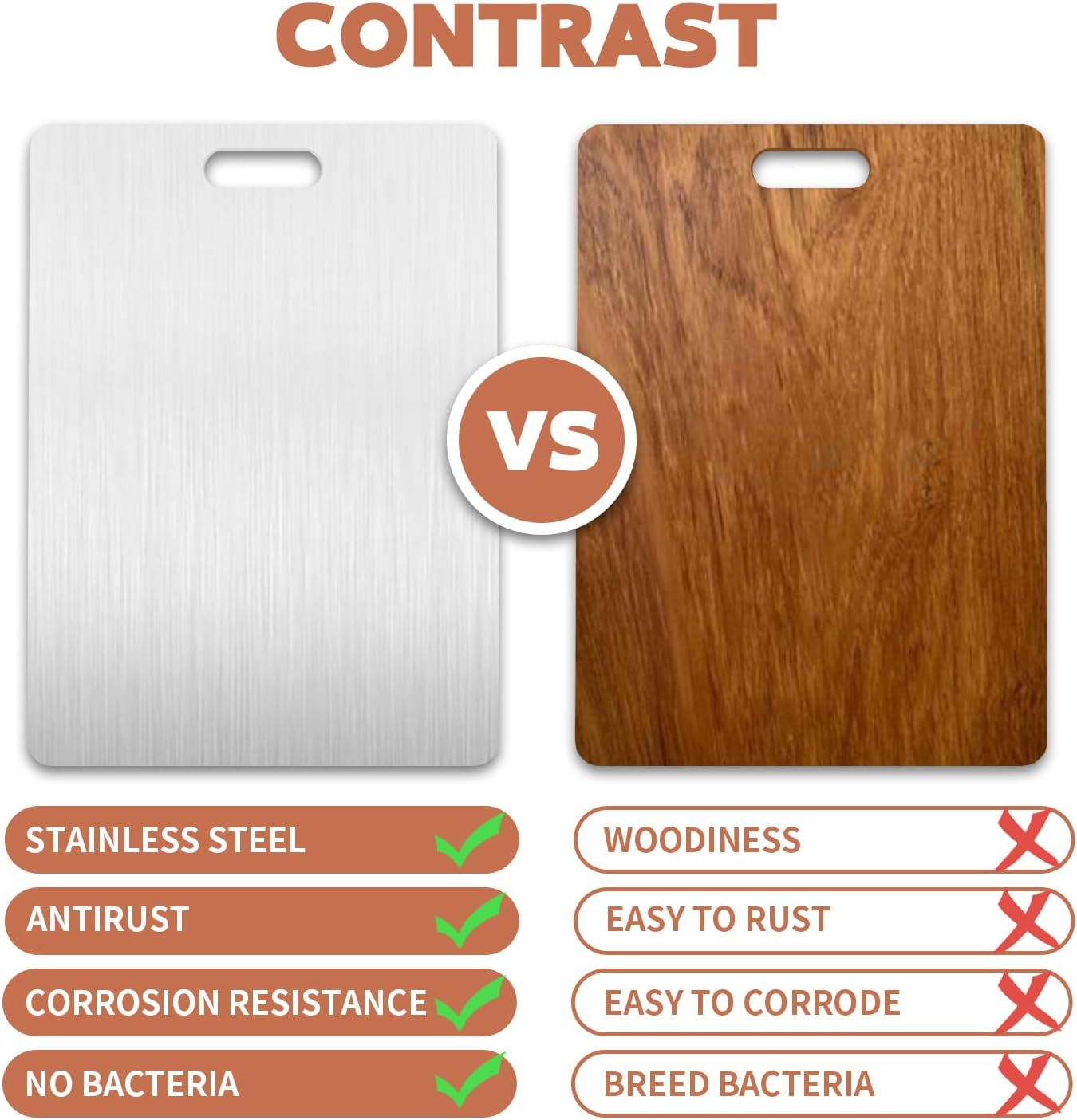 4 Pcs Titanium Cutting Board Set SUS304 Stainless Steel Cutting Board for Kitchen for Home Kitchen Cooking Meat,Vegetables,Bread Baking Board Cutting Multiple Sizes Board for Kitchen image number 3