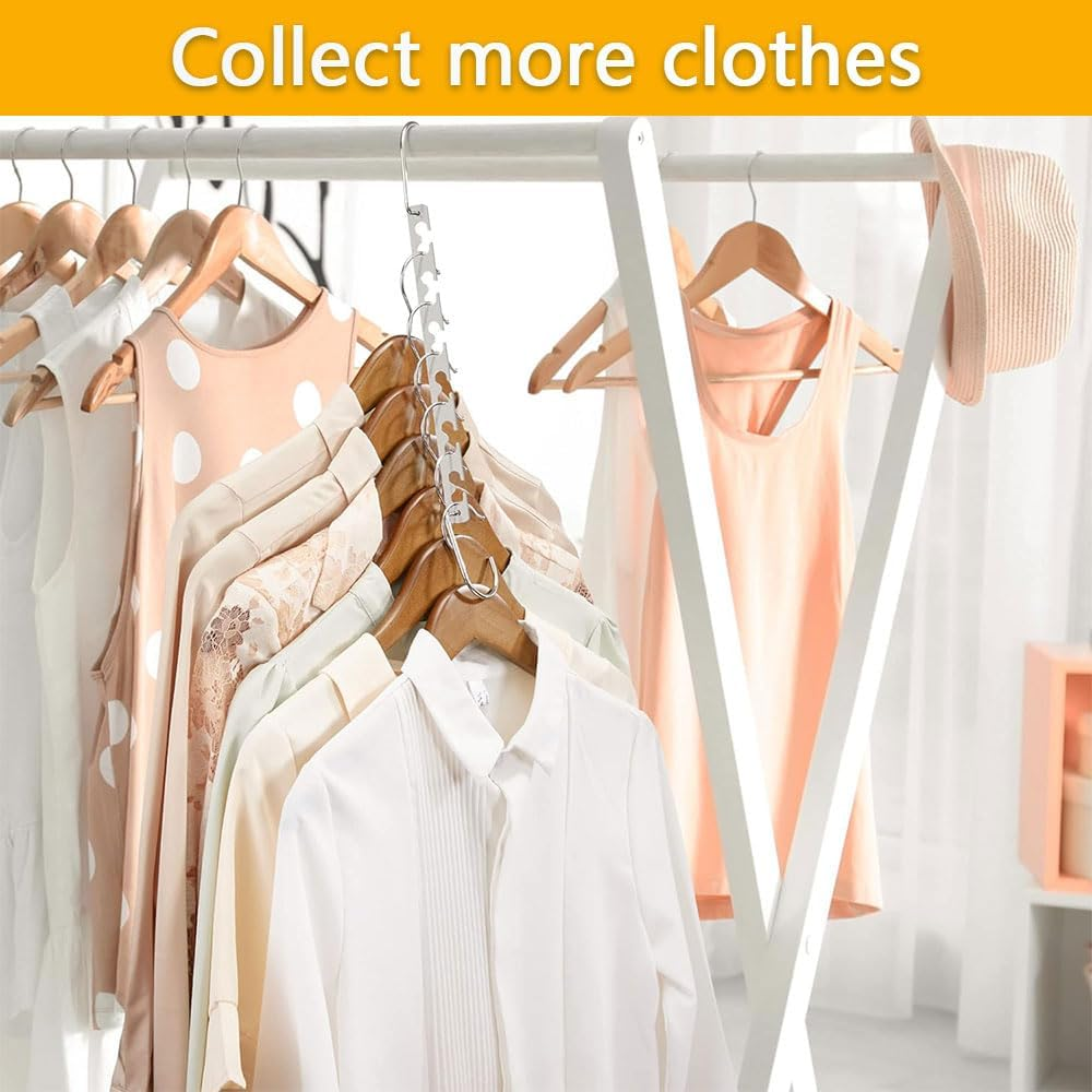 8-Pack Space Saving Magic Hangers, Stainless Steel Closet Organizer with 6 Adjustable Holes, Collapsible Wardrobe Clothes Hanger for Storage & Organization image number 3