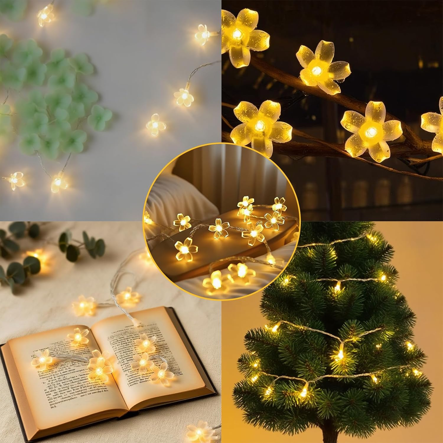 6M 40LED Fairy Lights, Cherry Blossom Fairy Lights Indoor, Battery Operated String Lights Waterproof for Camping, Garden Fence, Birthday, Easter, Christmas, Wedding Party, Bedroom (Warm White) image number 3