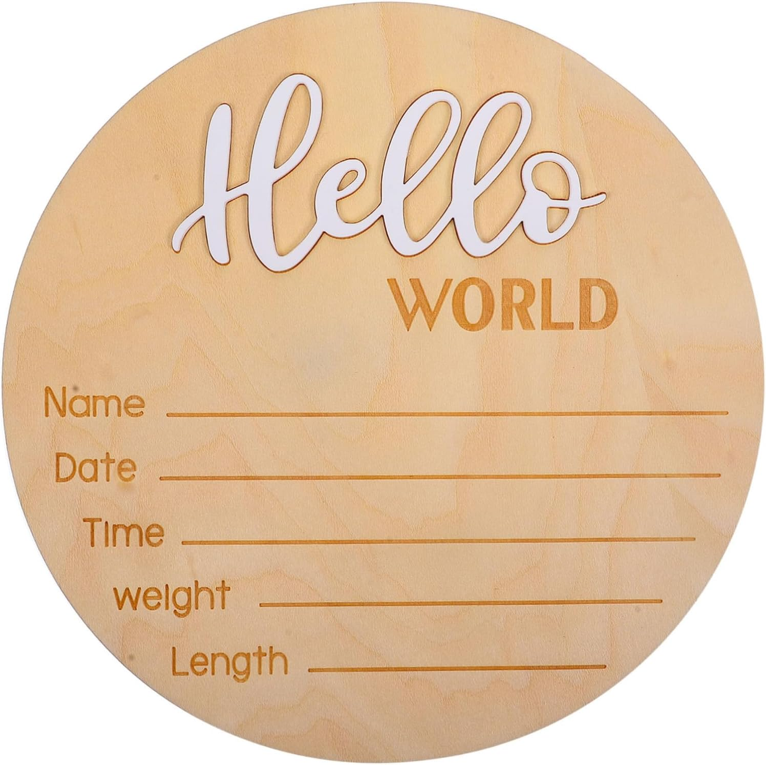 HANABASS Wooden Newborn Name Birth Announcement Sign Baby Photography Prop round Hospital Infant Announcement Display image number 6