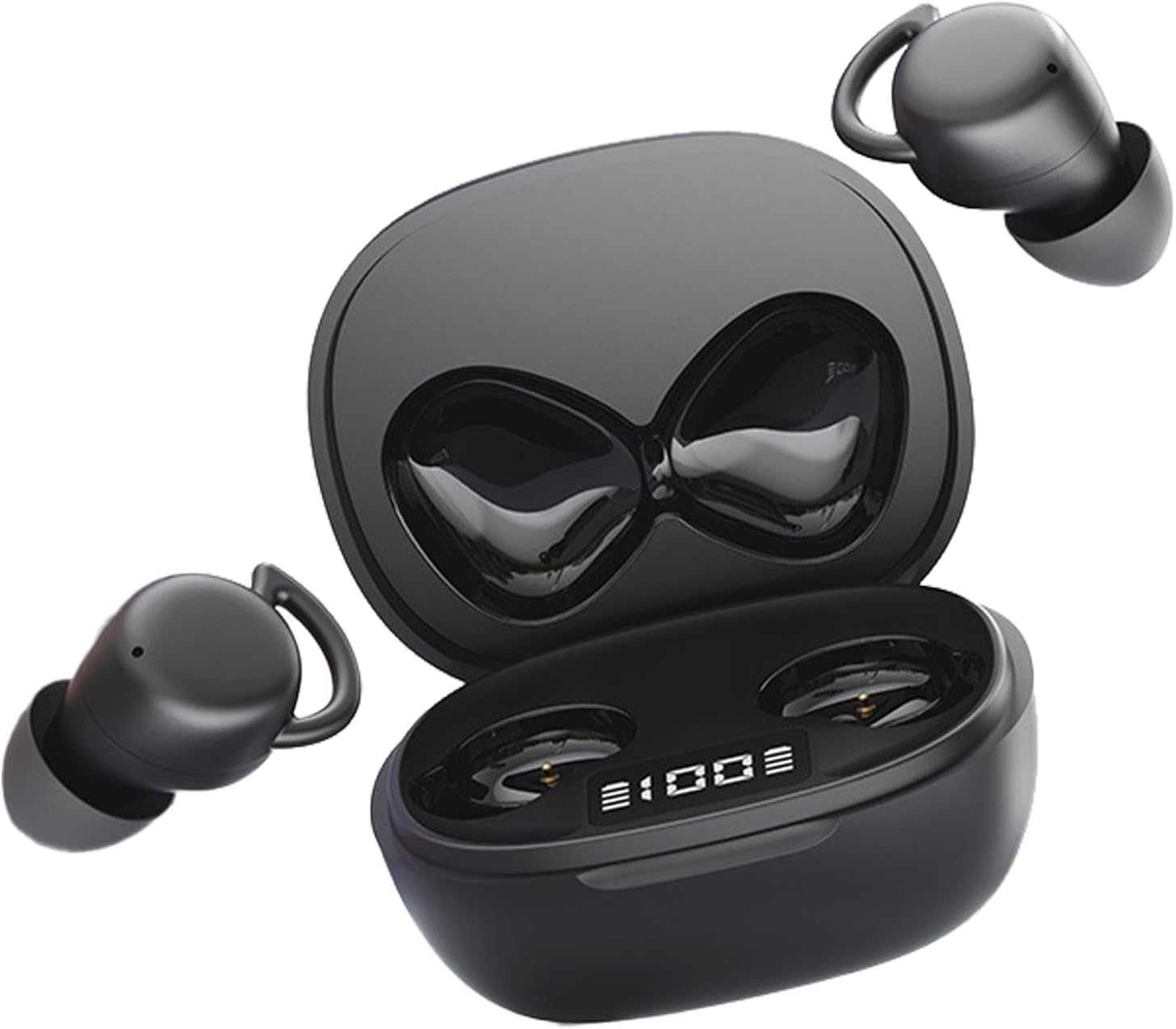 Bewinner Wireless Earphones with Noise Cancellation, Bluetooth 5.4, 25 Hours Playtime, Hifi Sound, Gaming with Low Latency, Lightweight, Comfortable Fit for Running, Sports and (Black) image number 2