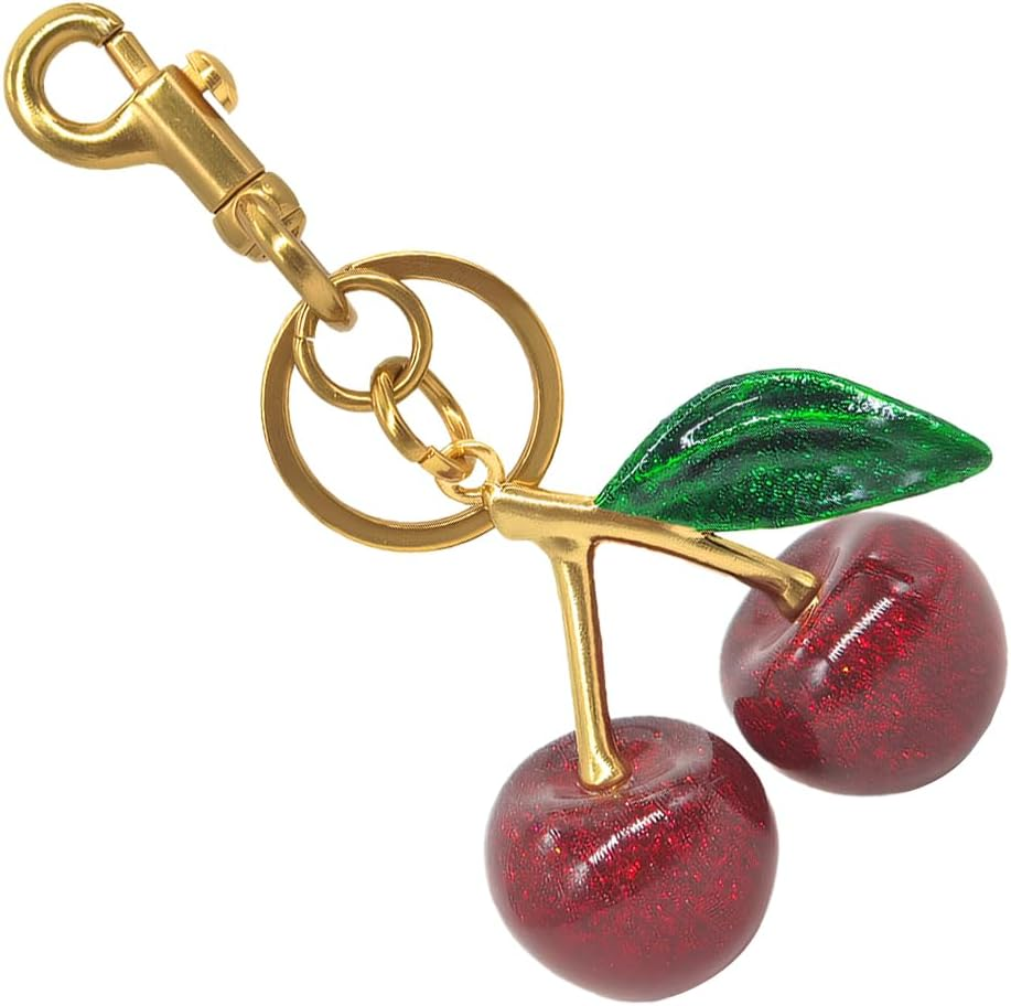 Bittwee Bling Cherry Car Keychain, Sparkling Key Chains Charm for Purse Bag, Cute Auto Keyring Decor, Universal for Vehicles