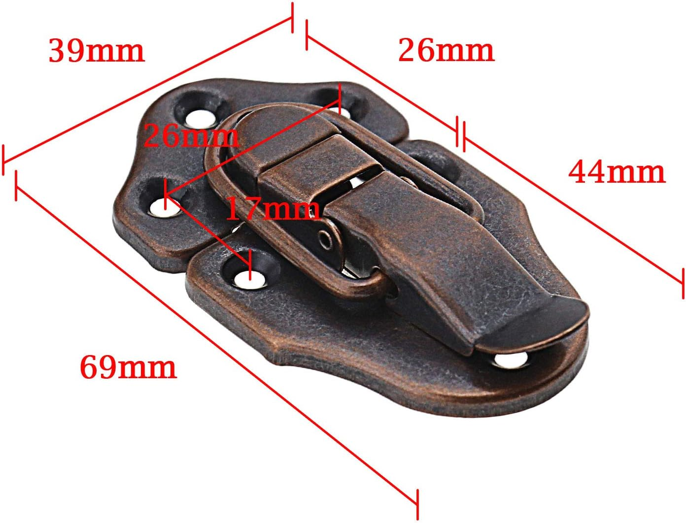 Emsea 8Pcs Box Case Latch Hasp, Retro Style Metal Duckbilled Box Lock Toggle Cabinet Catch (Antique Copper) - Silver image number 7