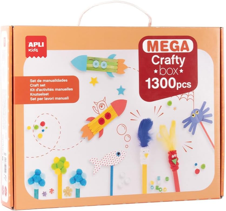 APLI Kids 20122 Mega Crafty Box, Craft Kit, 1300 Pieces, Various Materials for DIY Activities for Children image number 4
