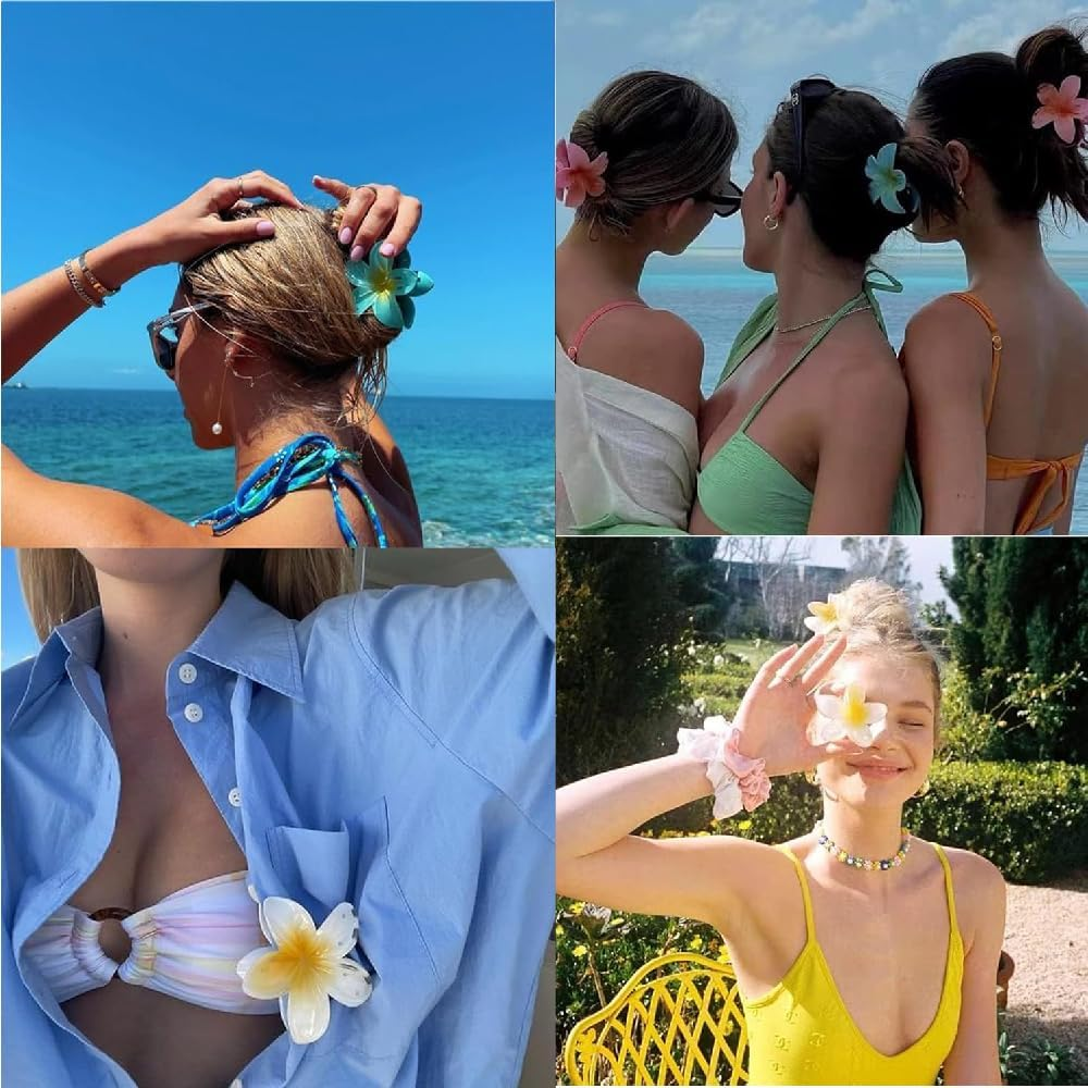 Esshogo Pack of 6 Hair Tongs Flowers, Non-Slip Hair for Girls, Hair Flowers, Hair Clip, Large for Thick Hair, for Elegant Beach Parties image number 2