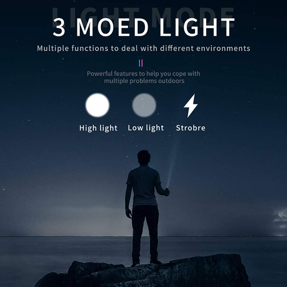 LED Flashlight, USB Rechargeable Flashlights, Super Bright 6000 Lumen P50 Flashlights, Rechargeable Tactical Waterproof Flashlight with Zoom for Camping, Hiking and Emergencies Built-In Battery