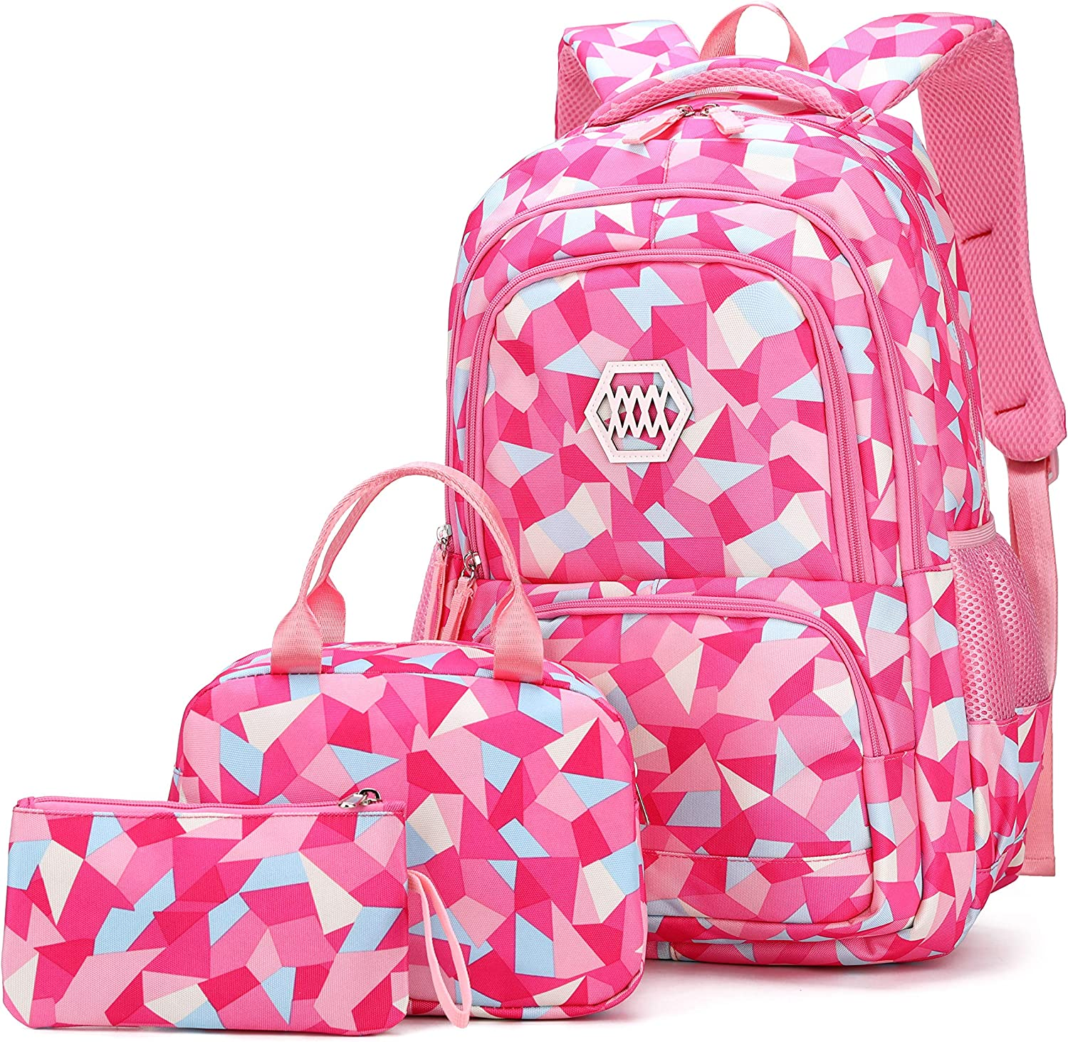 Geometric Print Girls Boys Backpacks for Kids Primary School Bags