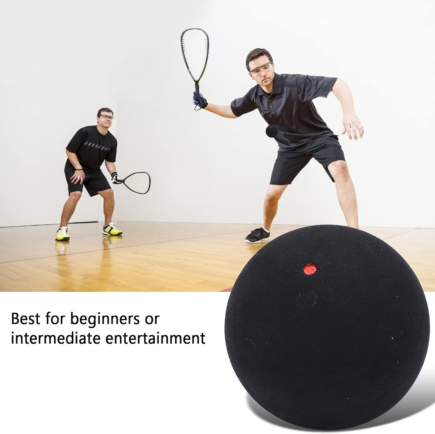 Single Dot Squash Balls, Rubber Material, 37Mm Diameter, 25G Weight, Soft Feel Low Vibration, Ideal for Beginners Intermediate, Suitable for Training & Practice,
