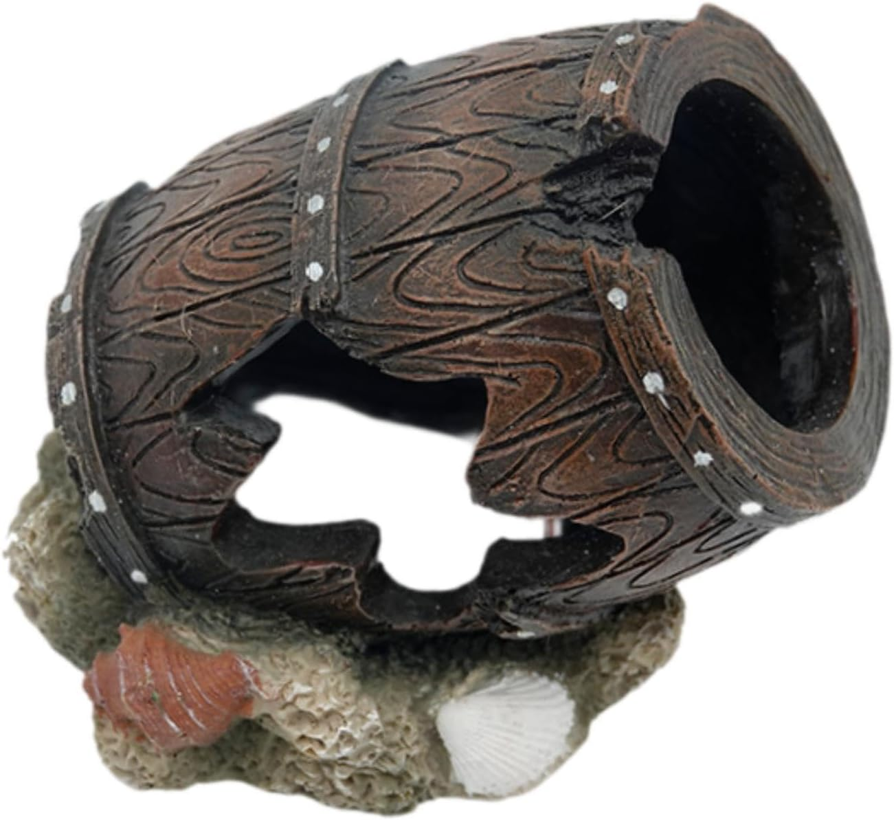 STARTIST Aquarium Decorations Fish Broken Barrel Decor Hiding Place Craft Aquarium Hideaway Barrel Rock Cave House Fish Tank Ornament image number 4
