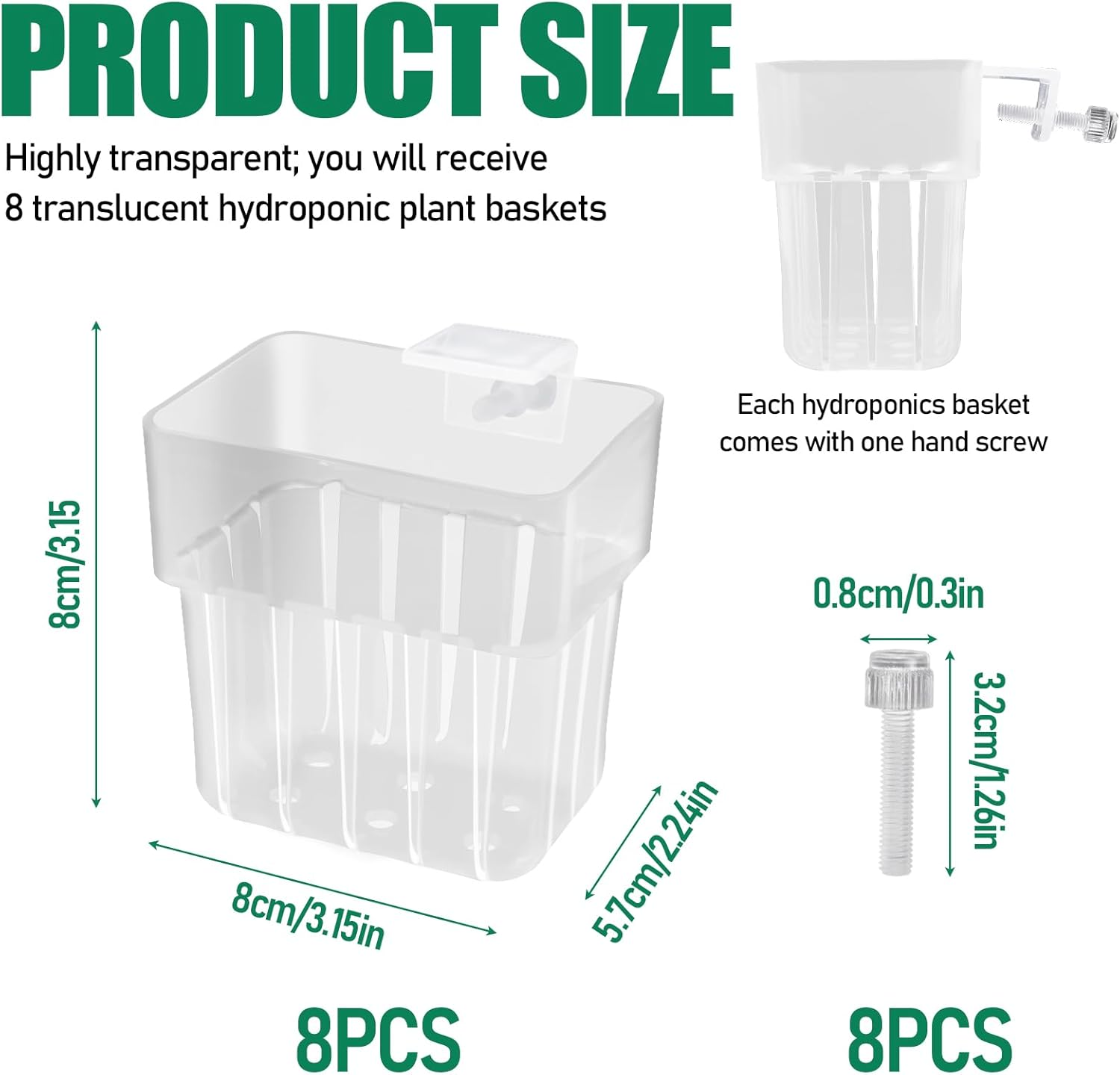 8 PCS Aquarium Plant Holder for Fish Tank, Transparent Pond Plant Baskets, Fish Tank Plant Holder for Hydroponic Cultivation and Water Feature Decoration image number 6