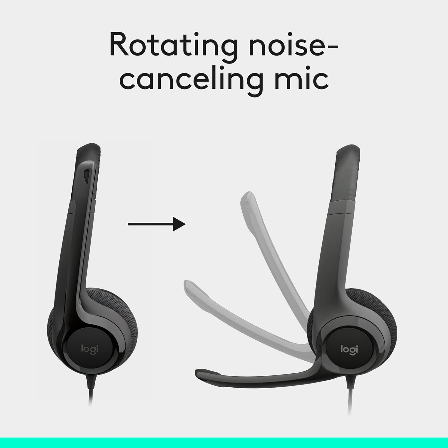 Logitech H390 Wired Headset for Pc/Laptop, Stereo Headphones with Noise Cancelling Microphone, USB-A, In-Line Controls, Works with Chromebook -Black image number 4