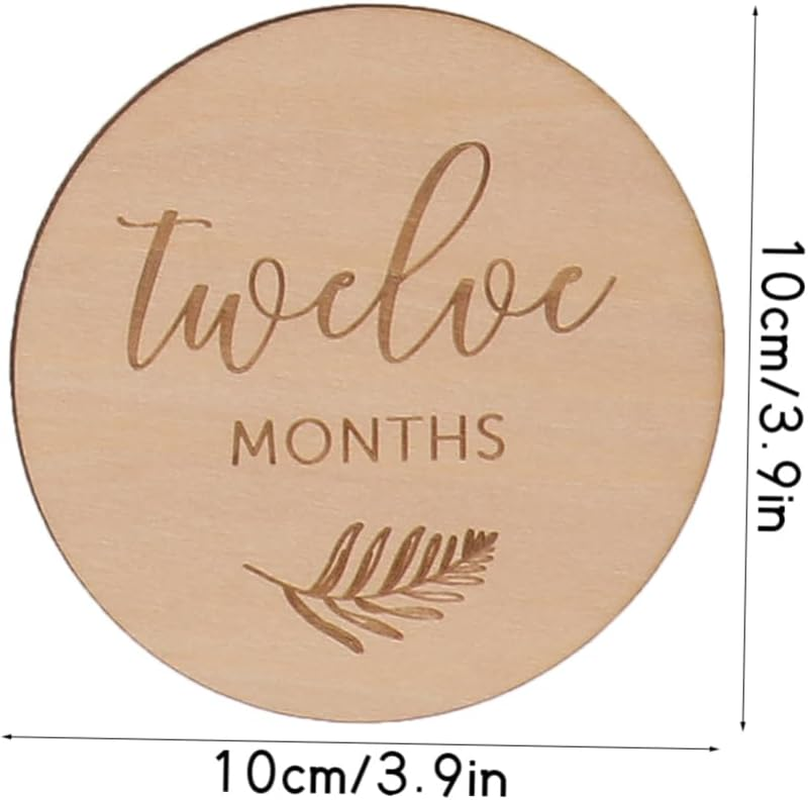UPKOCH 12Pcs Double Sided Wooden Milestone Cards Growth Photo Props Newborn Memory Discs for First Year Milestones Showers - Assorted Color image number 2