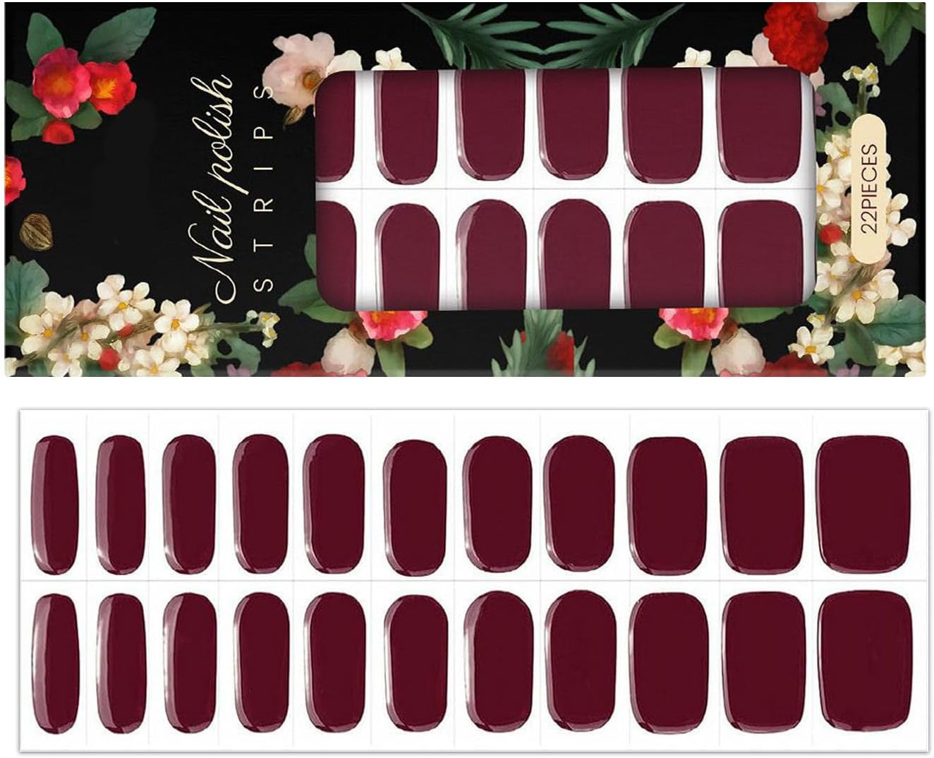 Rrlihjgu Nail Polish Wraps | 22 Piece Stick on Nail Polish | Waterproof Red Decals Long-Lasting Press-On Fingernail Art for Halloween Fall Manicure Pedicure