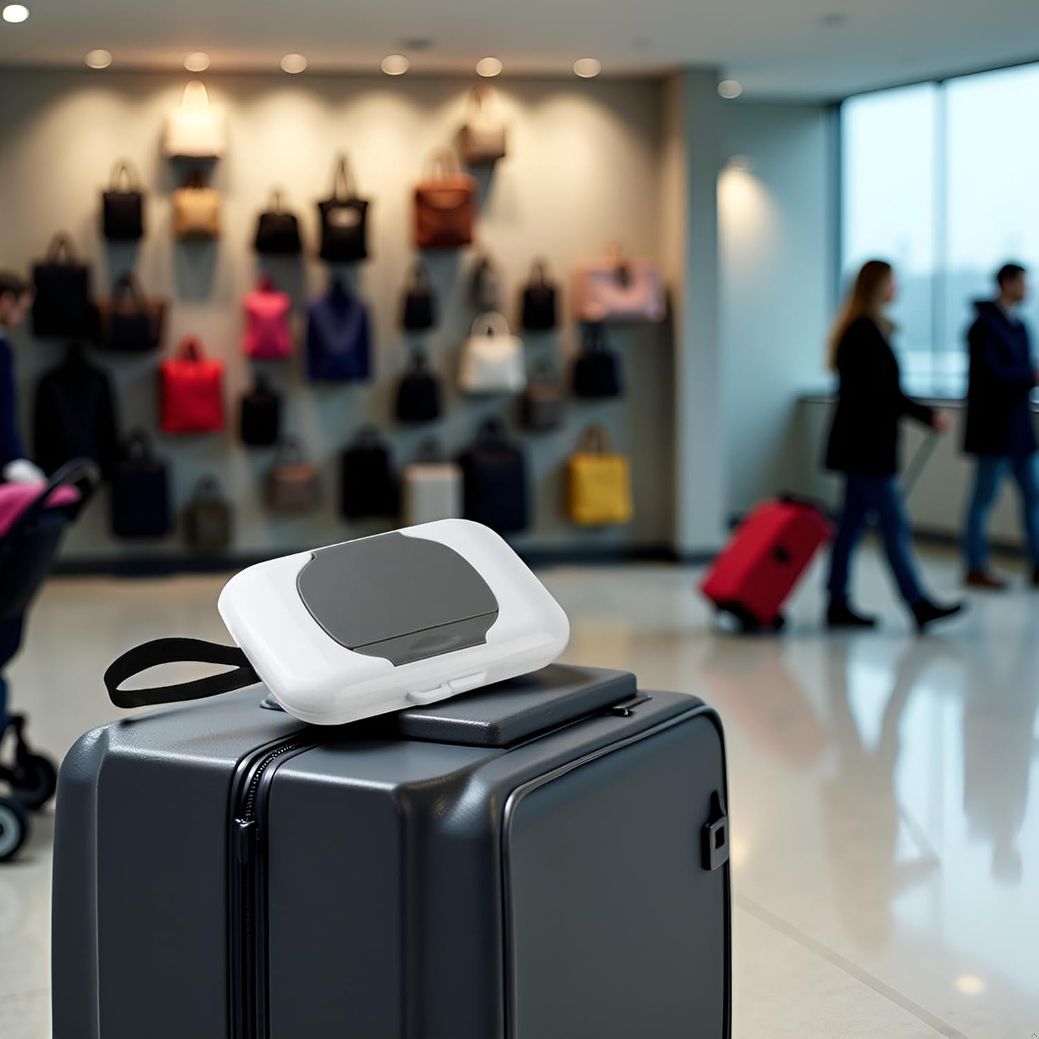 Gray Travel Wipe Holder Reusable Wet Wipe Container Box Strollers Hanging Dispensers Refillable Wipe Case Safe Wet Storage Wipe Holders Wipes and Holders image number 2