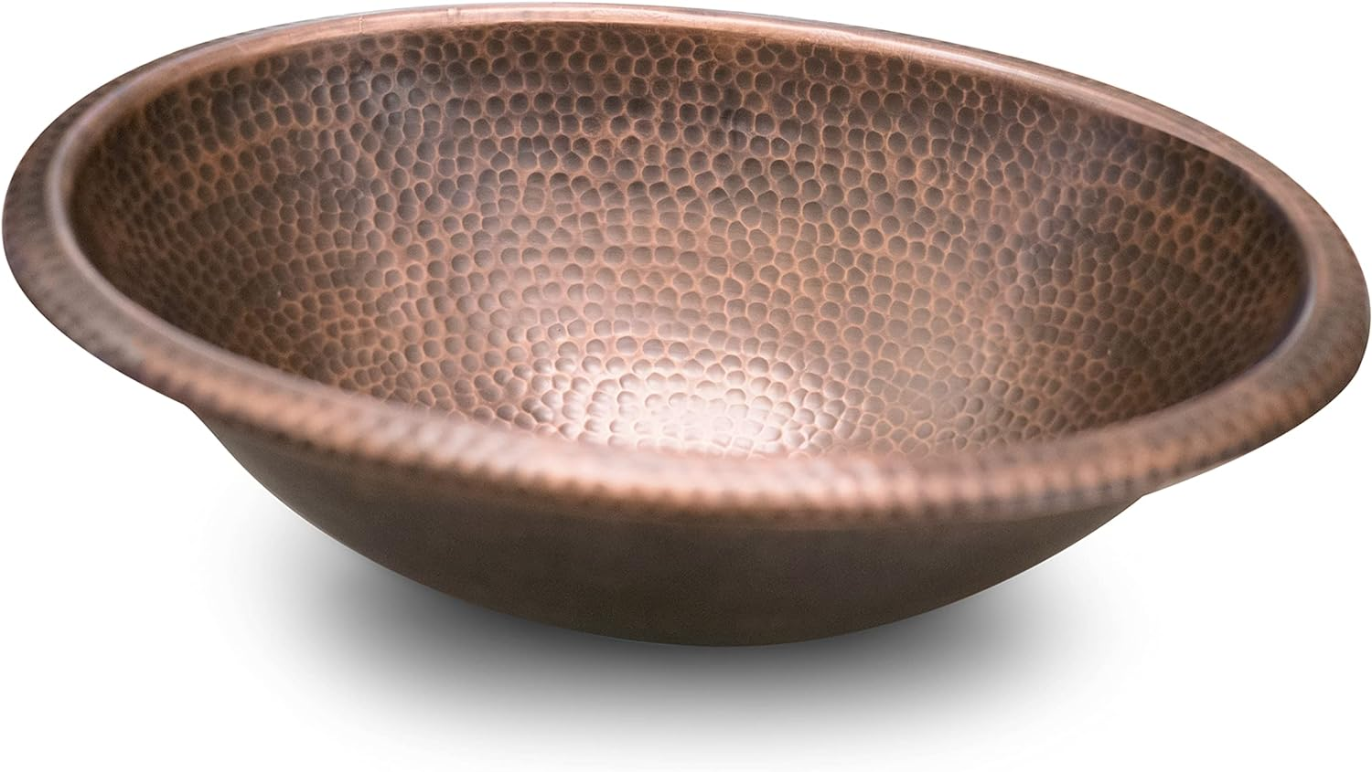 Monarch Abode Pure Copper Hand Hammered Drop-In Bathroom Vanity Sink 17", 17 Inches (Oval) image number 1