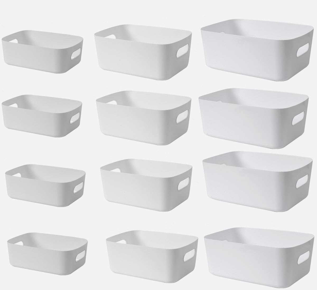 White Plastic Storage Baskets 12 Pack, Small Pantry Baskets for Organizing, Organizer Basket Bins for Shelves, Organizer and Storage for Bathroom, Bedrooms, Kitchens image number 5