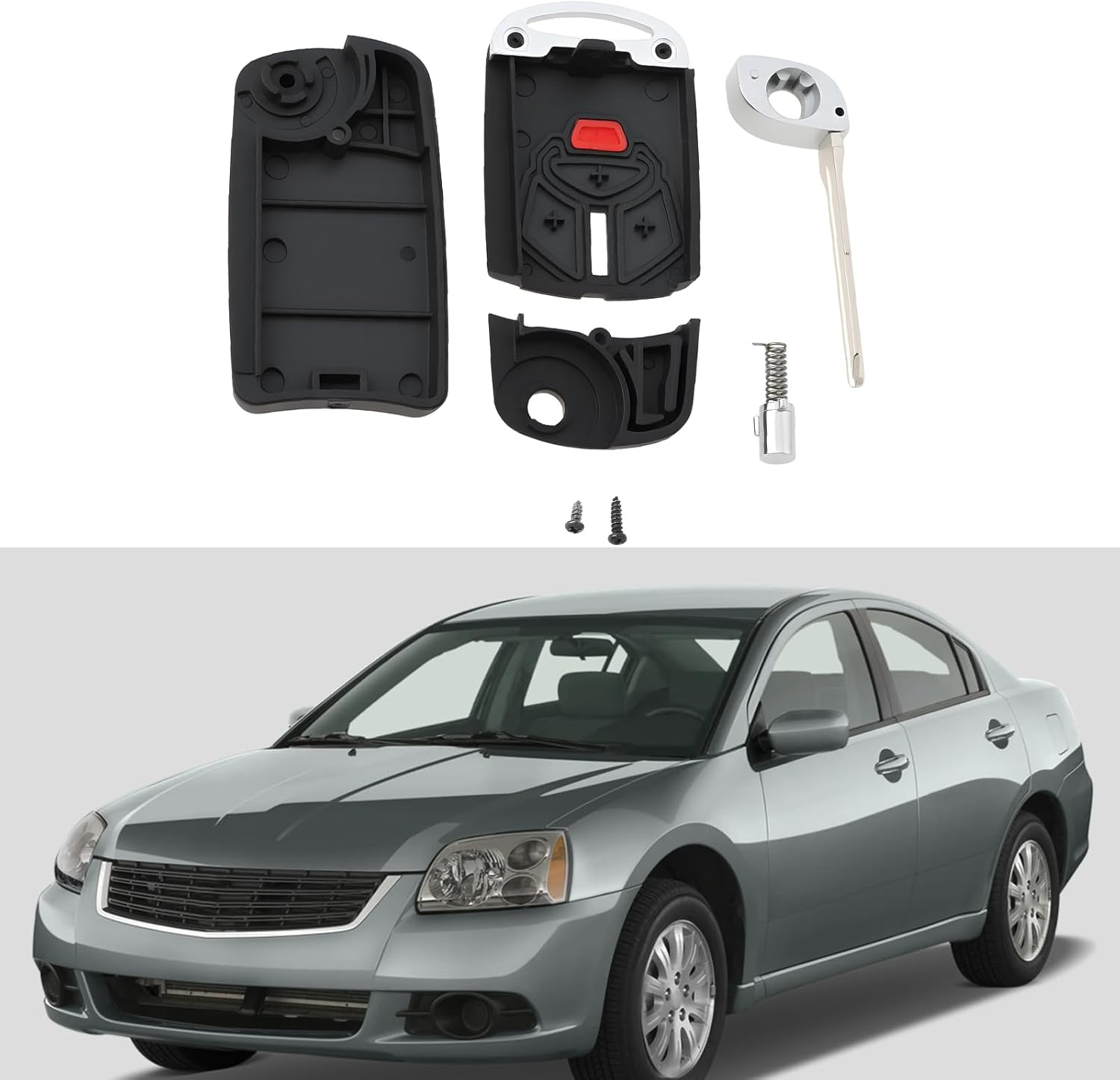 SING F LTD 3+1 Buttons Car Emote Key Shell Case Fob Right Slot Compatible with Mitsubishi Eclipse Lancer Galant