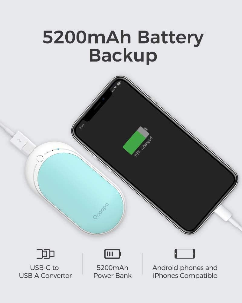 OCOOPA Hand Warmers Rechargeable, 1 Pack 5200Mah Electric Portable Pocket Heater, Heat Therapy Great for Raynauds, Hunting, Golf, Camping, Women Mens Gifts image number 3