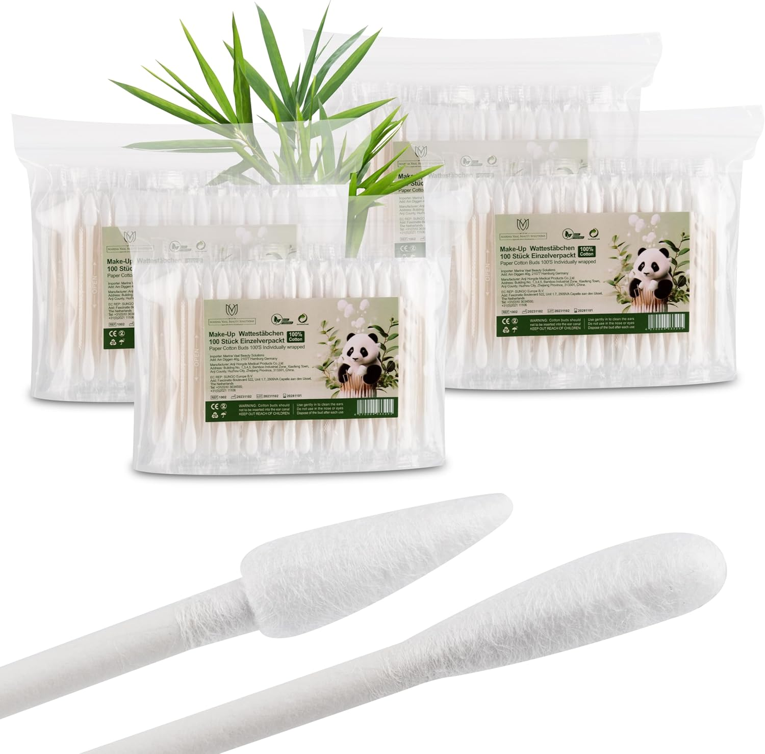 Cotton Buds for Makeup and Cleansing, 1000 (10X100) Sterile, Individually Wrapped, with a round and One Pointed Tip, in Hard Paper Handle and Sturdy Paper Handle image number 4