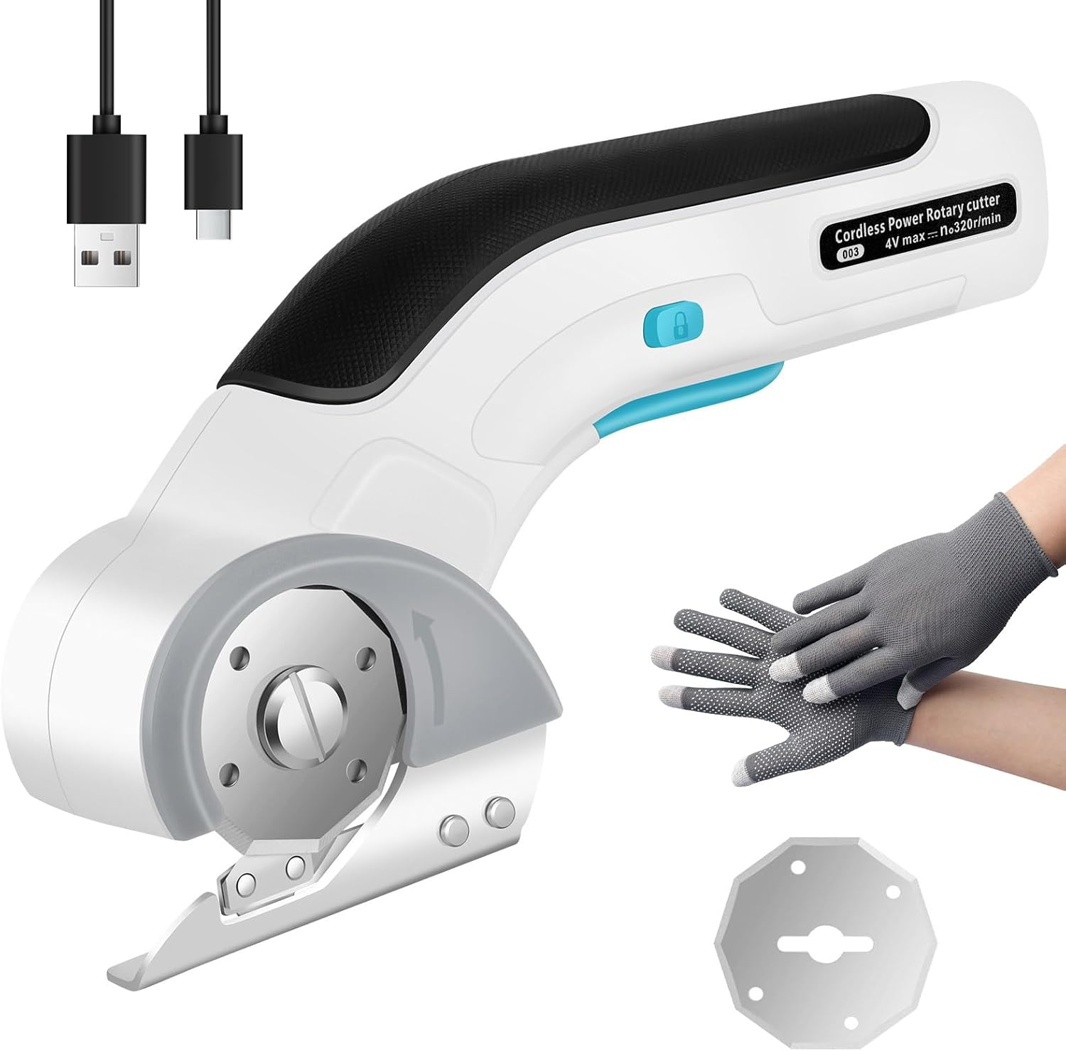 Cordless Electric Scissors Electric Box Cutter Rechargeable Cardboard Cutter Tool with Safety Lock Cordless Fabric Scissors Box Cutter with Blade for Carpet Cardboard Leather Paper Plastic