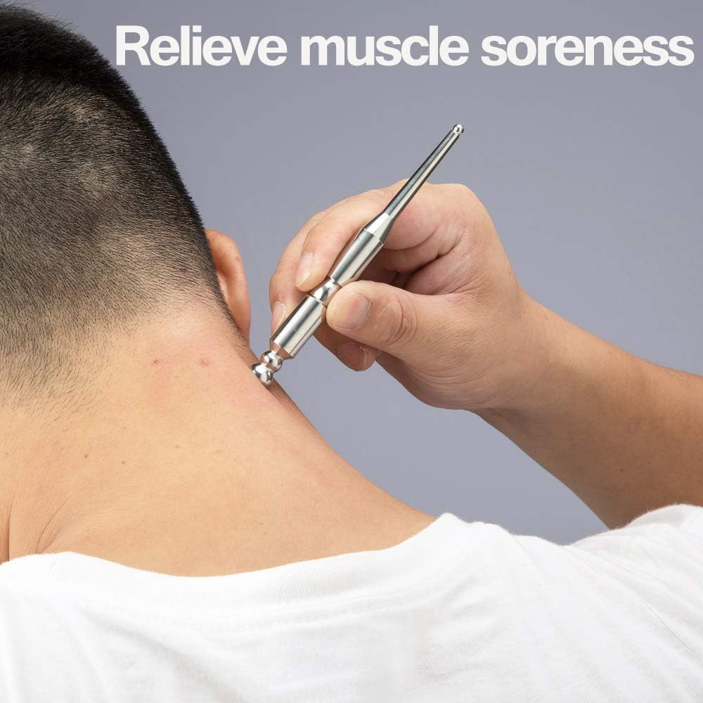 Stainless Steel Manual Acupressure Pen-Trigger Point Massage Tool-Reflexology Pressure Point Massager Tool for Relaxing Deep Tissue (S) image number 3