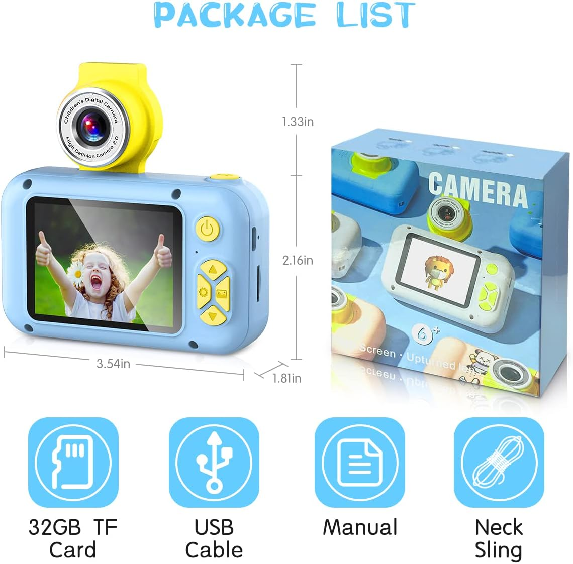 ARNSSIEN Kids Camera Toy for 3 4 5 6 7 8 9 10 11 12 Year Old Girls/Boys,Kids Digital Camera for Toddler with 180&deg;Flip Lens&2.4In IPS Screen,Birthday Festival Present Toy for Girls/Boys,32 GB Card,X101 image number 1