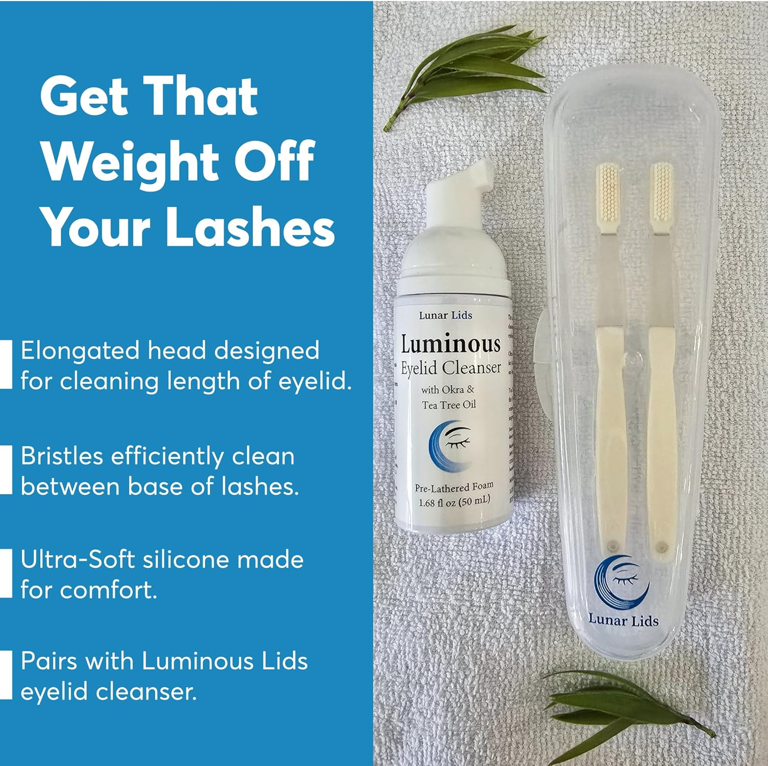 Lustrous Lids Eyelid Cleaner Made from Soft Silicone - Eyelid Margin Scrub Brush - Delicately Cleans Eyelids - Designed for Delicate Skin around the Eyes, Remove Debris and Makeup - (Pack of 2) image number 2