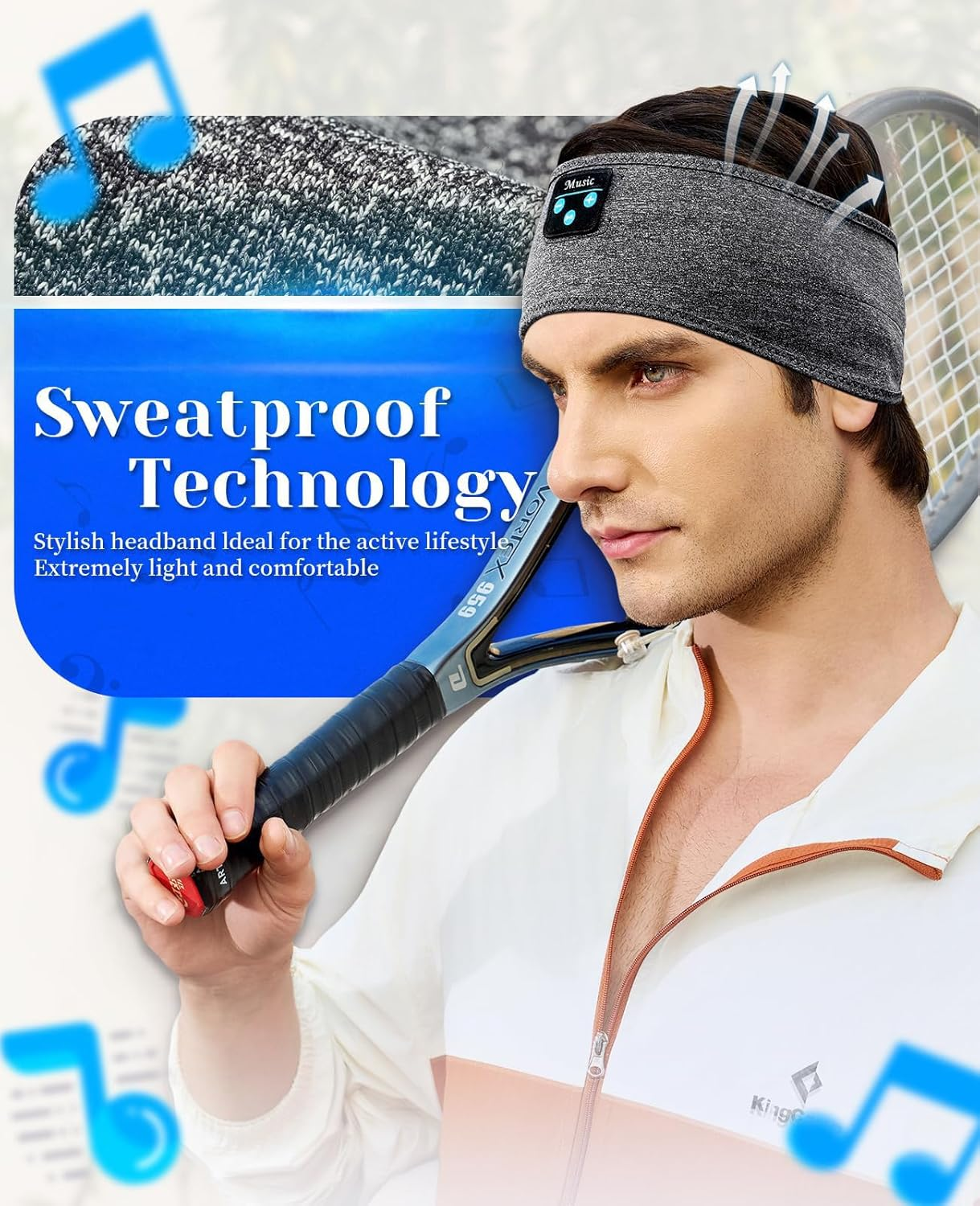 Sleep Headphones -Bluetooth Sleep Mask-Sport Headphones,Long Time Play Headphone Band with Built in Speakers,Perfect for Sleep, Workout, Running, Yoga, Travel,Meditation (Grey) image number 2