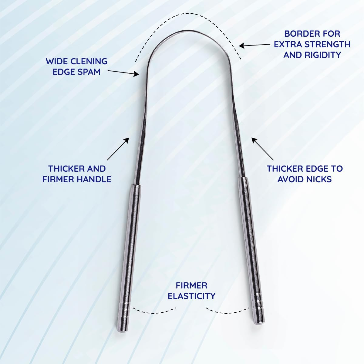 Smile Therapy Stainless Steel Tongue Scraper | U-Shaped Tongue Scraper Safe & Easy to Use Tongue Cleaner for Fresh Breath, a Clean Mouth & Restored Taste | Oral Hygiene Tool image number 3