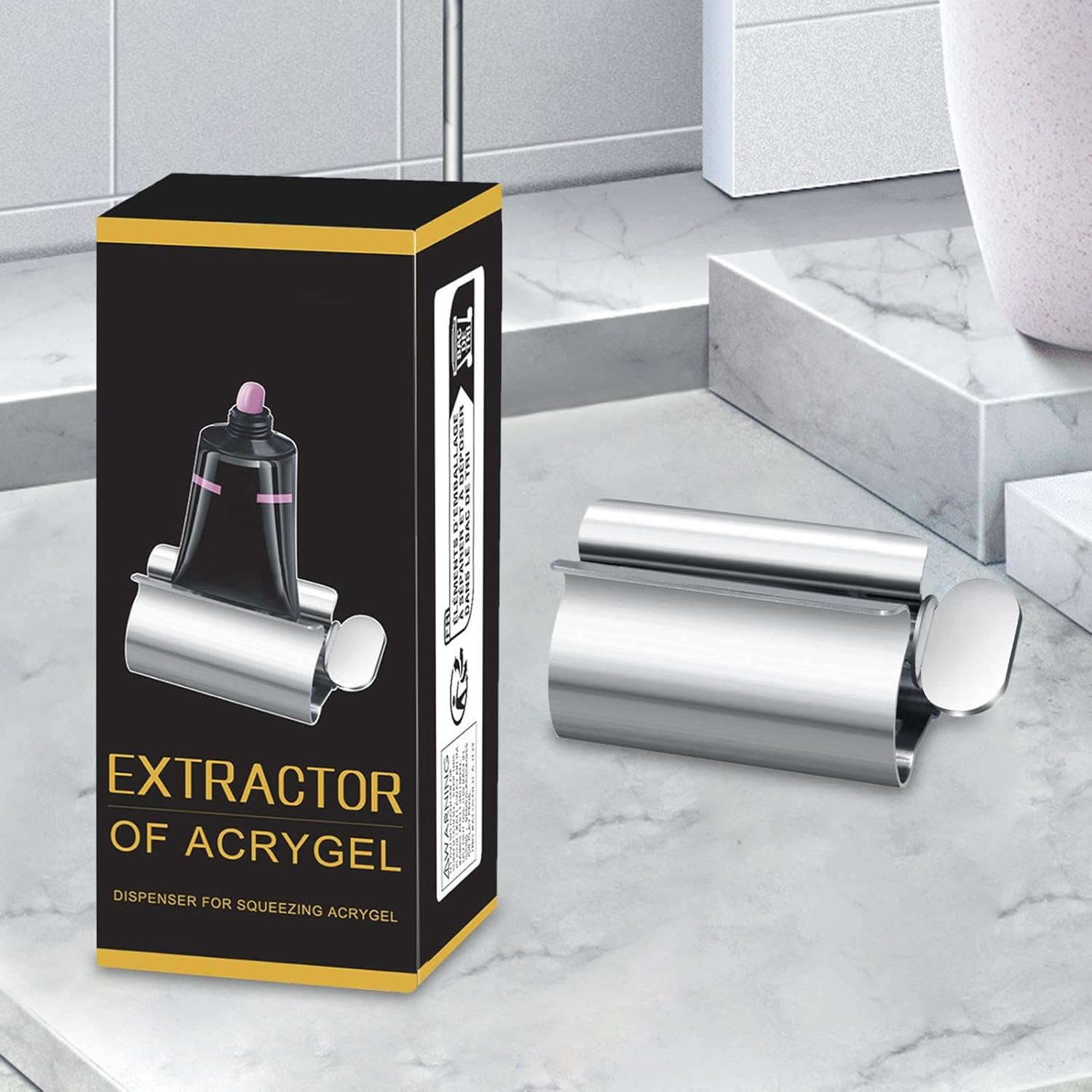 Toothpaste Squeezer | Tube Wringer for Hand Cream,Manual Toothpaste Dispenser Rollers, Stainless Steel Paste Wringer for Paint Cream Cosmetic image number 4