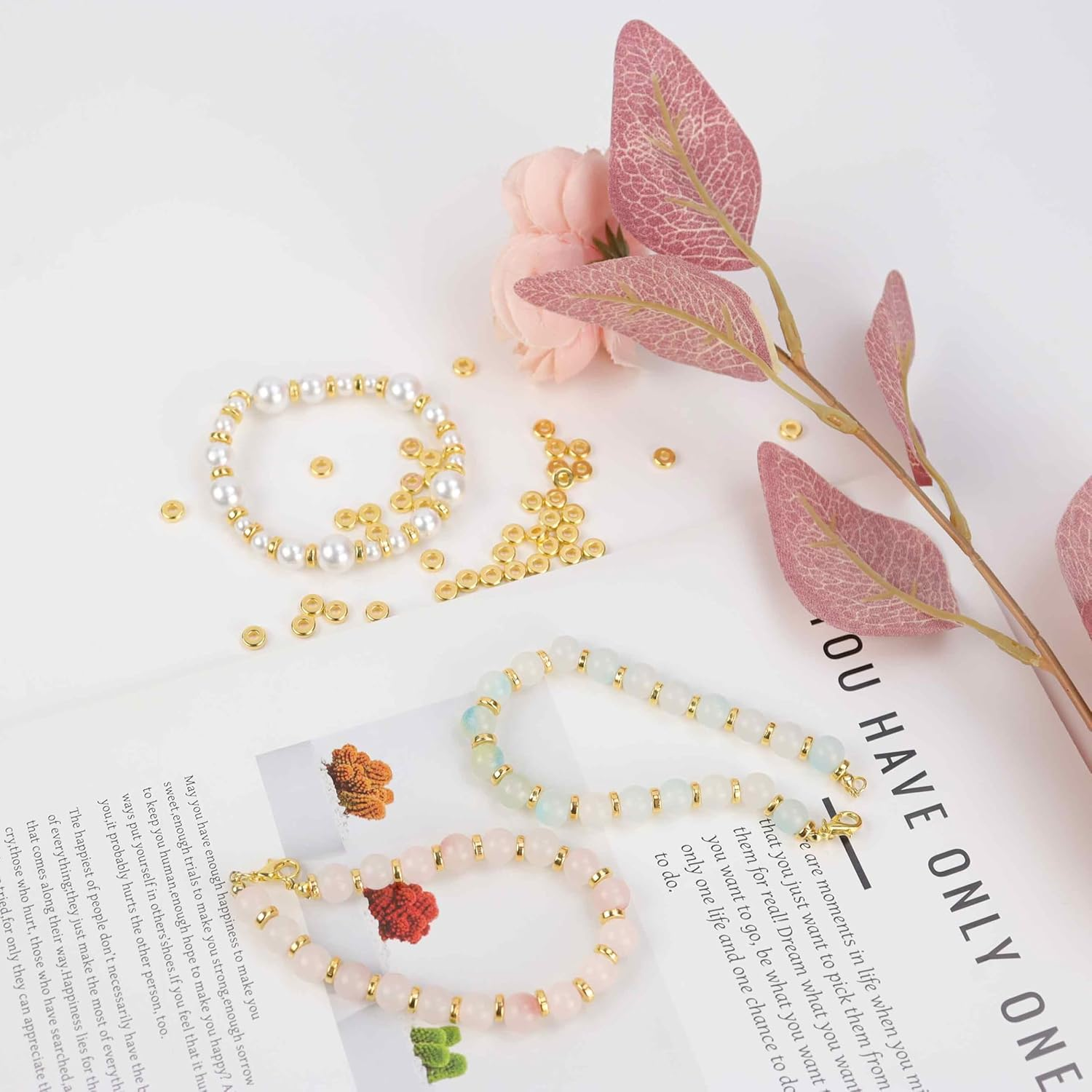 1000 Pcs 6Mm Flat Gold round Spacer Beads Disc Spacer Loose Beads for Jewelry Making Flat round Rondelle Spacers Beads for DIY Bracelet Necklace Earring 6Mm Heishi Bead Crafts Supplies (Gold) image number 4