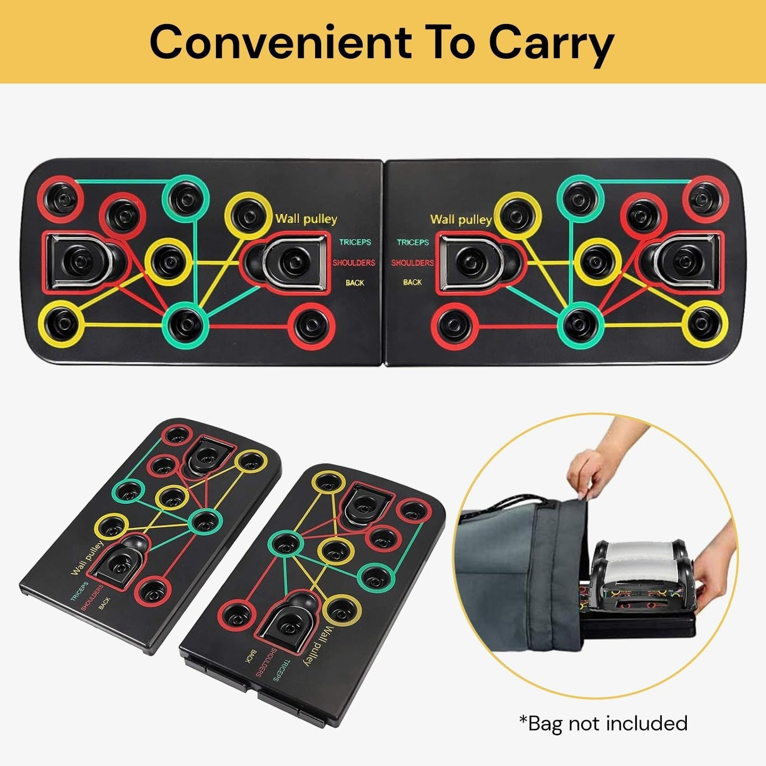 EZONEDEAL Push up Board, Foldable Push-Up Board Stand Home Fitness Equipment Muscle Board, Multifunction Gym Press up Board, Body Building Exercise Tools Complete Push up Training System Color-Coded Push-Up Bracket Board Portable for Home Fitness Training Men and Women image number 3
