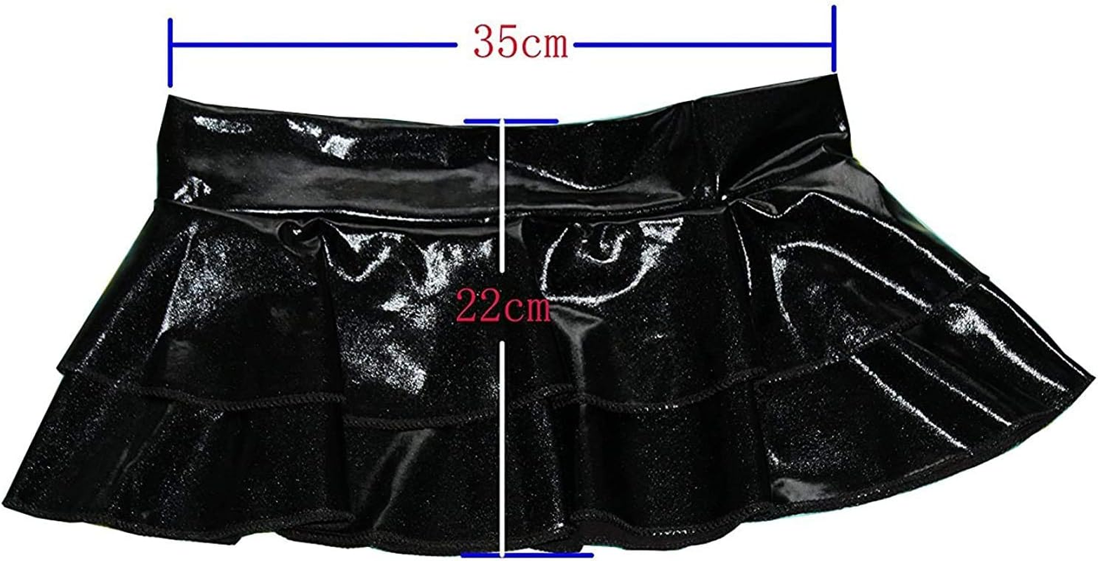 Shiny Metallic Pole Dance Mini Skirt Jazz Hip Hop Lingerie Clubwear - Red image number 2