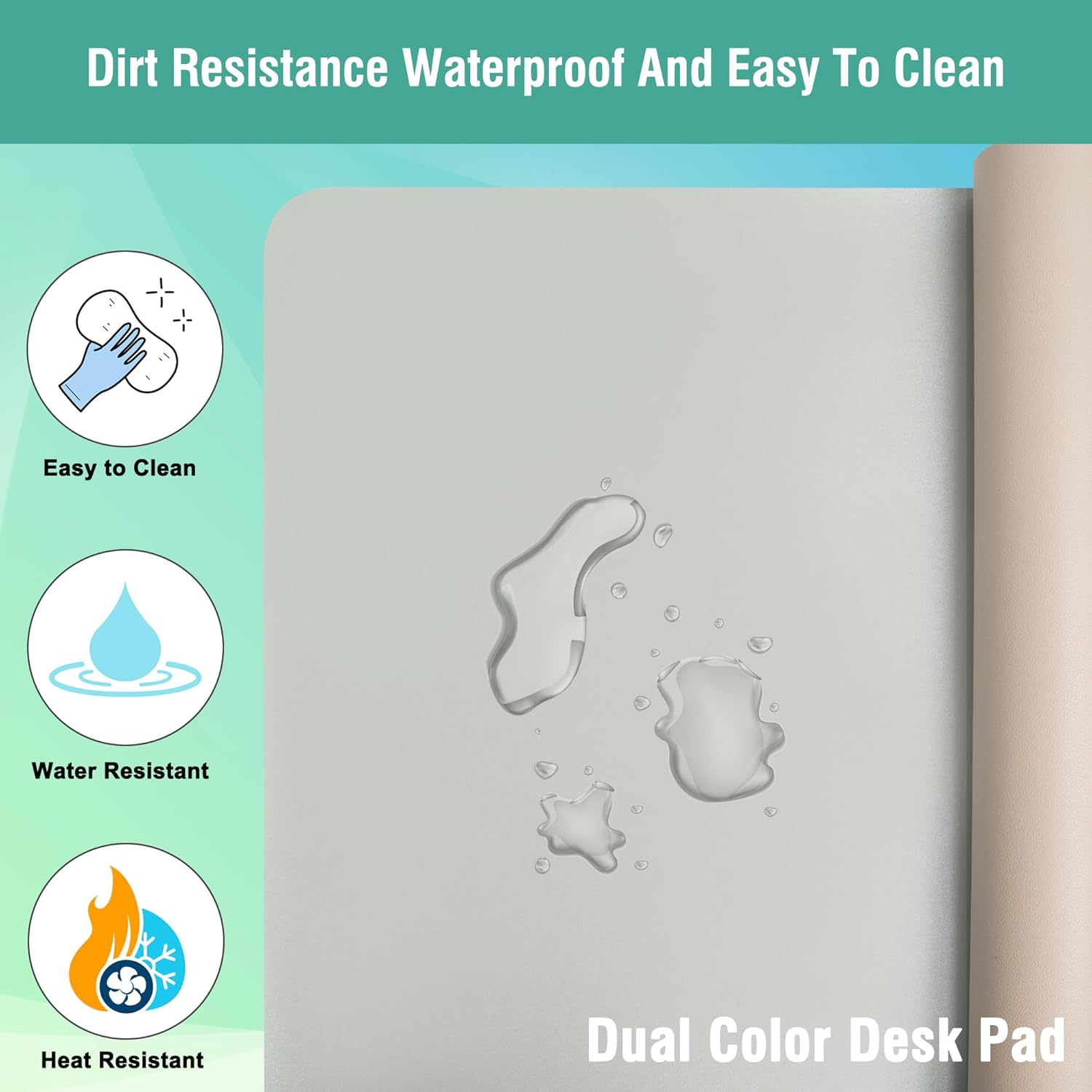 PU Leather Deskpad,Dual Side Desk Pad,Office Desk Mat,Dual Color Desk Pad,Leather Desk Writing Mat Mouse Pad for Office & Home,31.5Inchx15.7Inch,Eagzffi (Gray&Silver) - Brownsilver image number 2