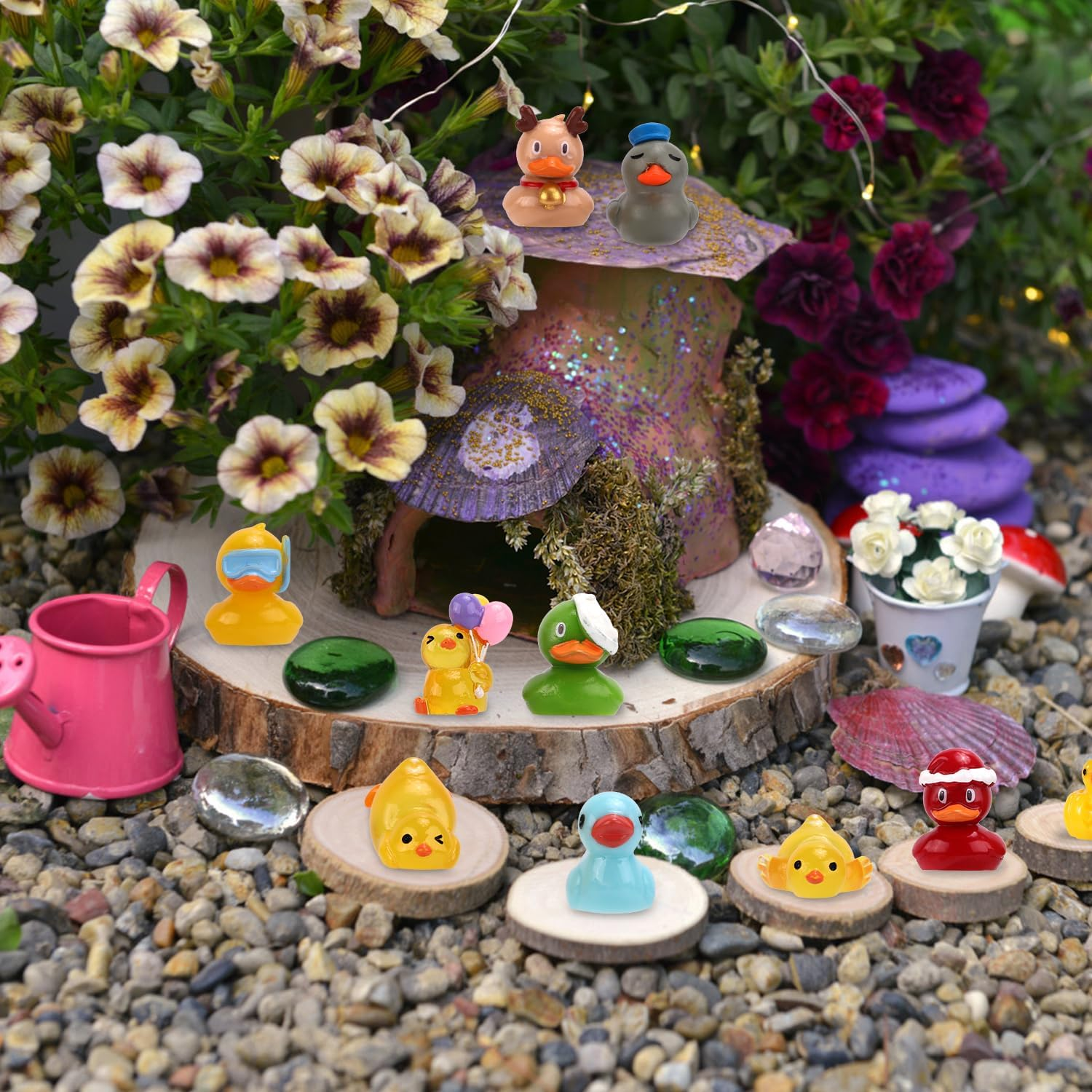 XIHIRCD 36Pcs Mini Resin Ducks, Colorful Miniature Ducks Figurines, Small Ducks Figures, Tiny Animal Accessories for Potted Plants Garden Landscape DIY Christmas Home Decoration image number 6