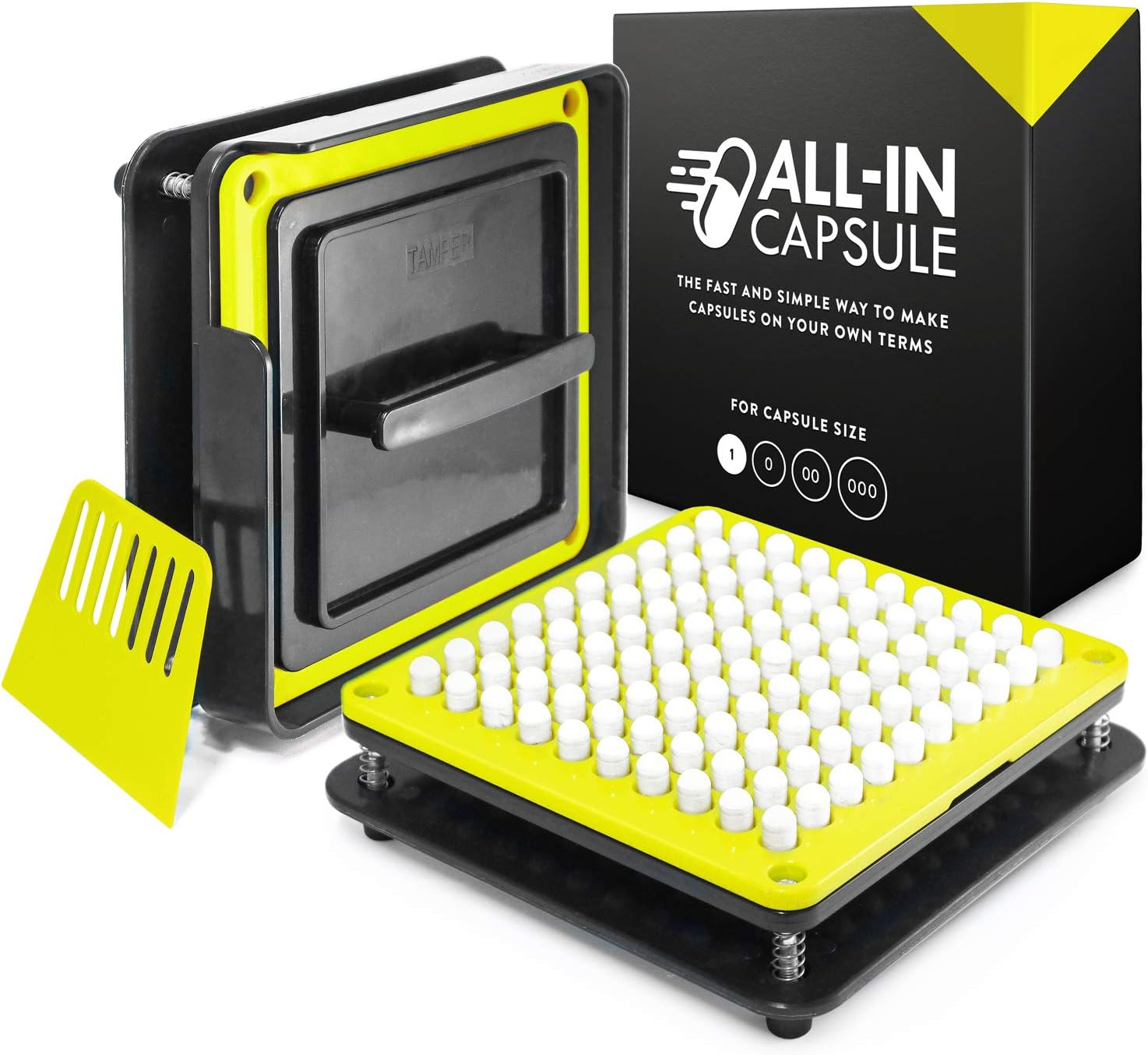 Filling Machine for Size 1 - Make Your Own Capsules Now Easier and Faster - Use with Empty Gelatin or Vegetarian Caps - Clear Illustrated Instructions with Video