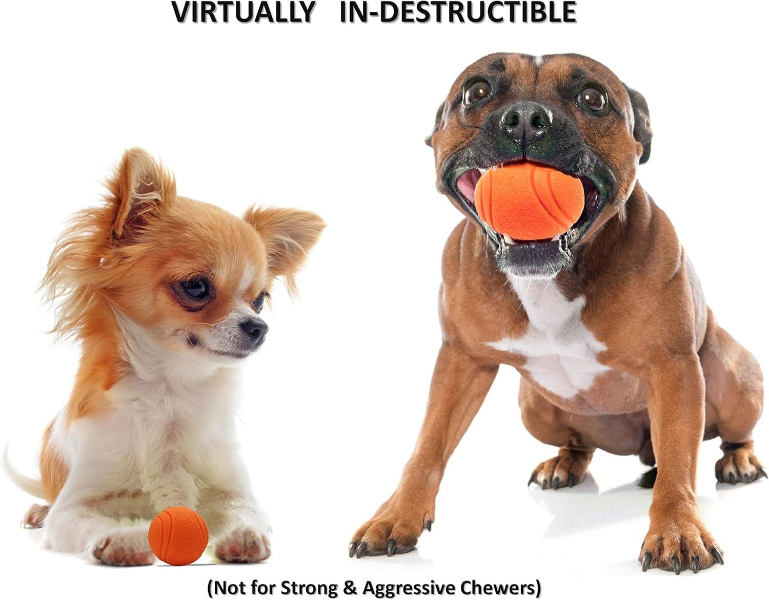 2 X Strong Solid Rubber Ball HIGH BOUNCING Tough Dog Toys Indestructible Virtually Interactive Dog Toys for Boredom Strong Natural Rubber Balls for Dogs (Blue+Orange (2 Balls), 2 Inches) image number 2