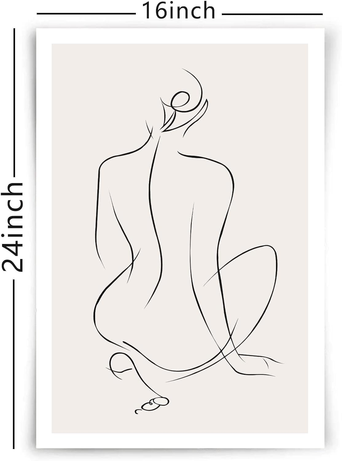Woman Line Drawing Art Print Minimalist Feminine Line Wall Art Female Body Print Poster Modern Body Line Art Minimalist Abstract Prints Black White and Beige Poster for Bedroom16X24In No Frame image number 6