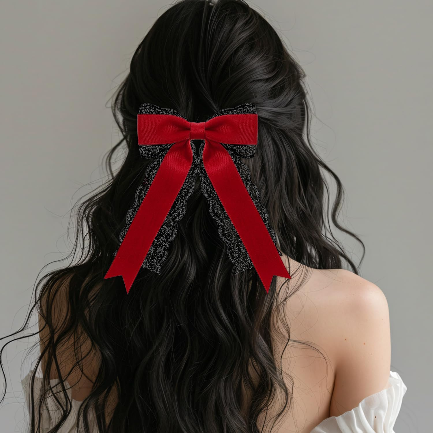 4 X Bow Hair Pins, Simple Lace Hair Pin, Cute Hair Accessories, Hairstyle Decorations. image number 1