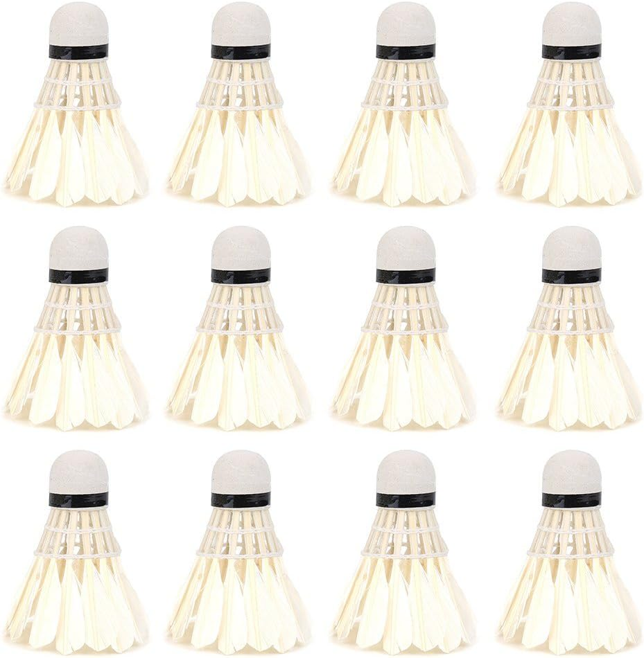 12Pcs/Lot Badminton Balls, White Feather Badminton Balls Shuttlecocks Outdoor Sports Badminton Training Accessory, Sports Equipment image number 1