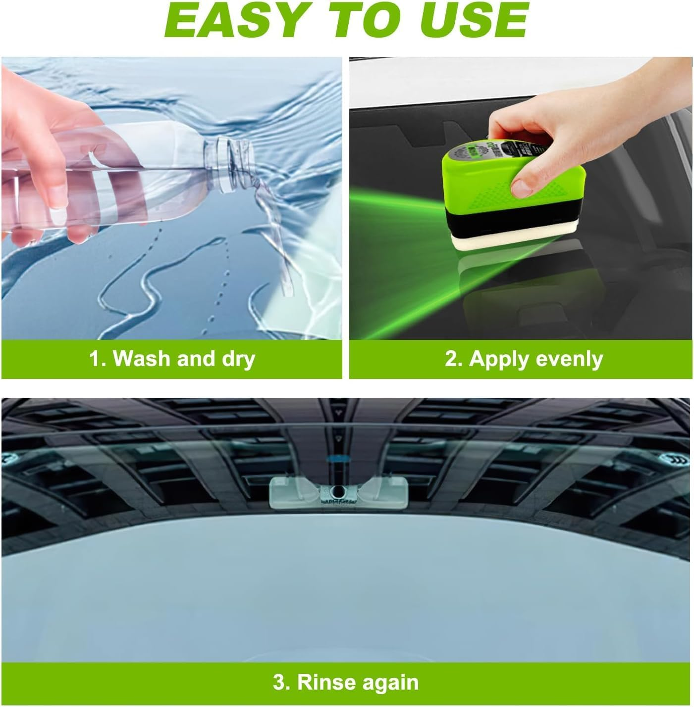 Oil Film Cleaning Brush for Car Glass, Multipurpose Reusable Windshield Cleaner, Removes Rain and Fog Film, Green 1PCS