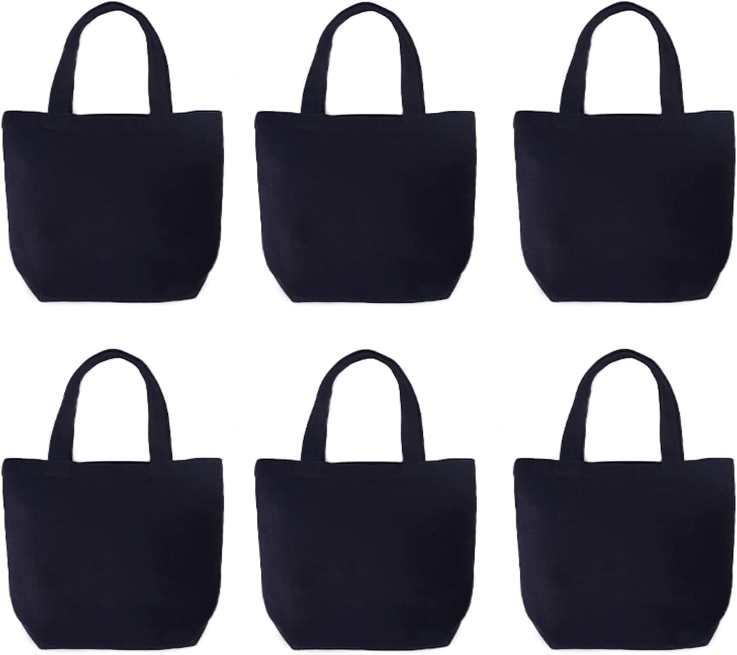 Pertion 6 Pack Small Canvas Tote Bags, 9X8X4Inch Reusable Cotton Shopping Bags Bulk DIY Mini Tote Bag Gift Bags