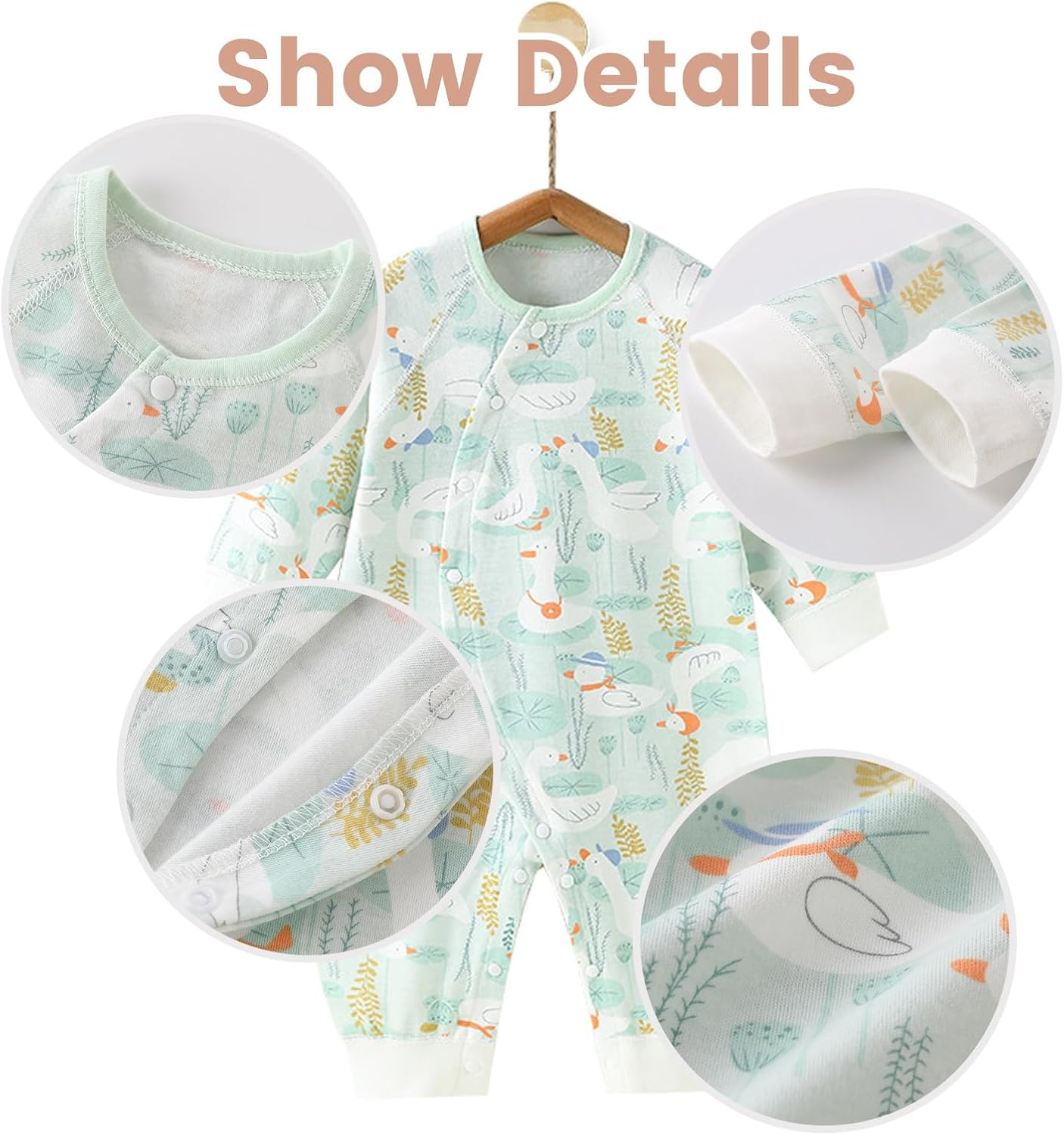 ZONEY Newborn Baby Boy Girl Organic Cotton Bodysuit Long Sleeve Jumpsuit 2-Pack Outfits Clothes,0-24Months