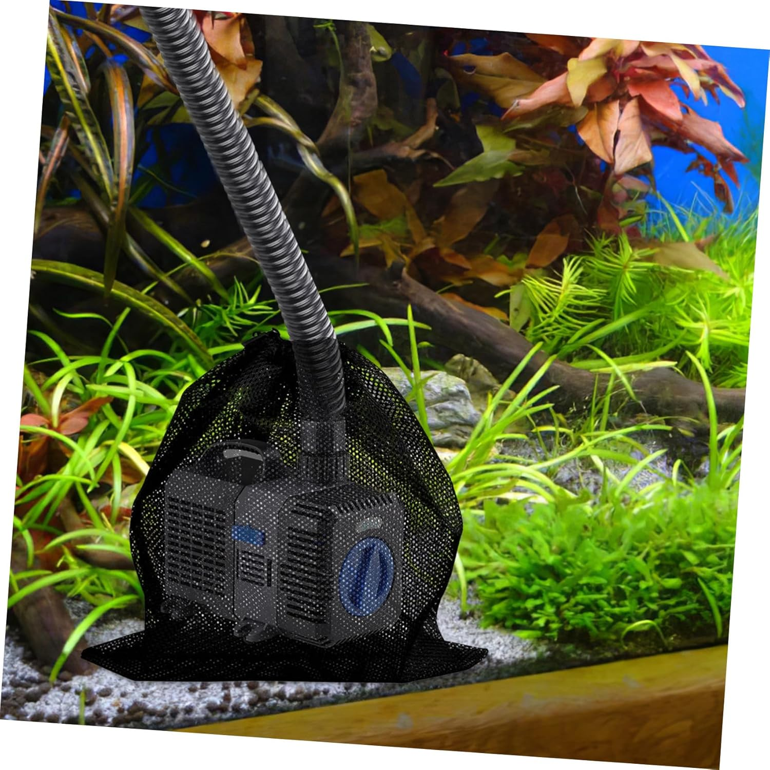 Pump Filter Mesh Bag with Drawstring for Aquarium Water Pumps Protective Filter Accessory for Household Easy Open Close Black image number 6