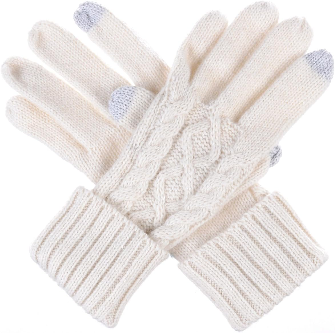 Womens Winter Cable Knit Texting Gloves for All Touchscreen Devices Smartphone Tablet image number 1