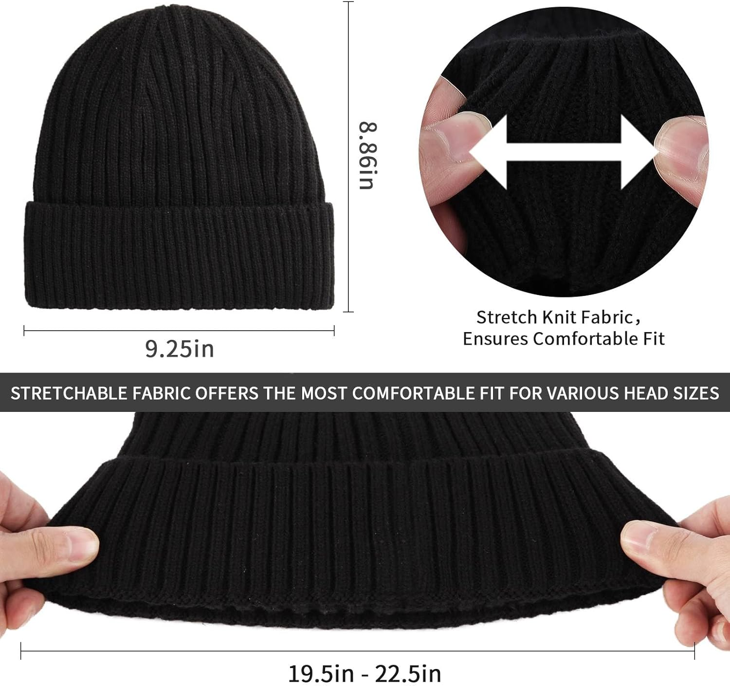LOKZEER Winter Beanie Hat for Men and Women: Warm Knit Skull Hat with Thermal Thick Polar Fleece Lining Snow Cap Winter Gifts for Family and Friends