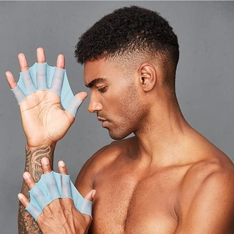 1 Pair Silicone Swimming Hand Webbed Silicone Swim Gear Fins Hand Webbed Flippers for Snorkeling image number 2